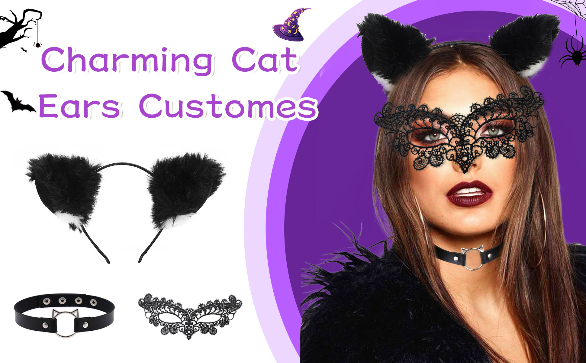 Berkelen Kit De Accesorios De Gato – Diadema Con Orejas De Felpa Y Gargantilla De Encaje Con Campana, Para Cosplay Y Fiestas