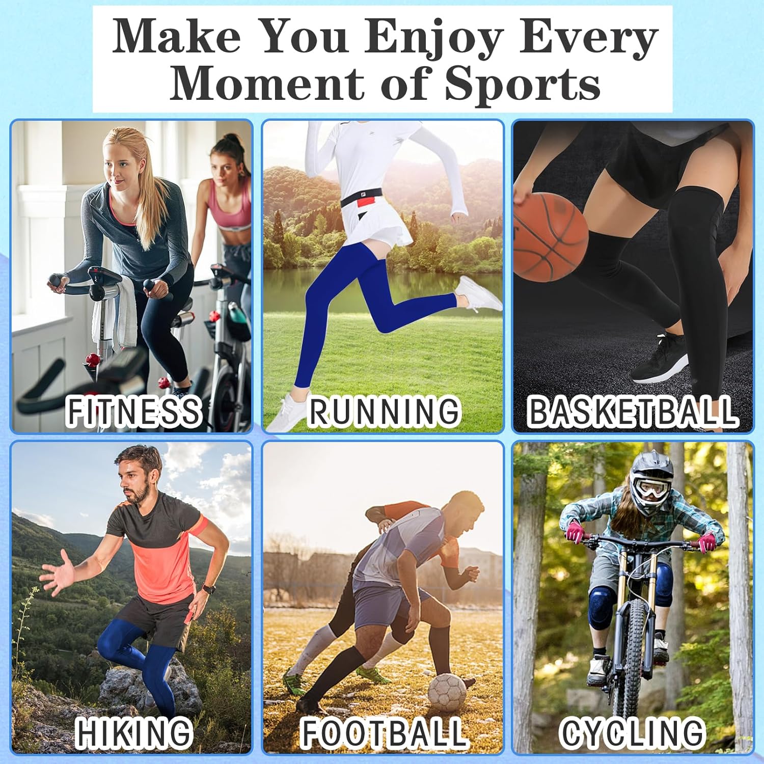 2 Pairs Leg Sleeves,Full Leg Compression Sleeve,Sports Compression Long Knee Sleeve with Anti-slip Silicone Strips - Image 7