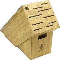 Shun Bamboo Knife Block: 11-Slot Genuine Bamboo Holder for Knives, Steel & Shears - Eco-Friendly Kitchen Storage