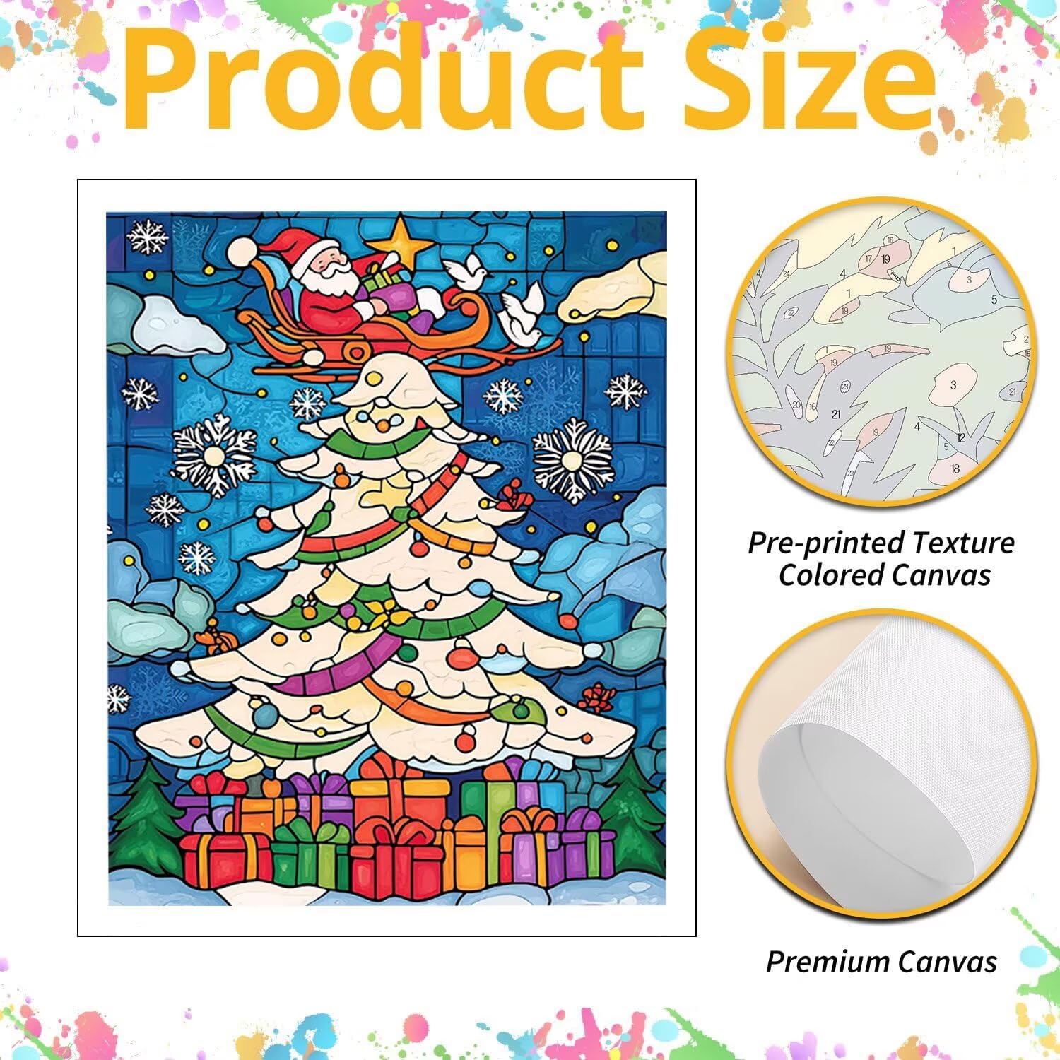 Kit de peinture par numéros pour adultes - Sapin de Noël - 70x90cm v-875