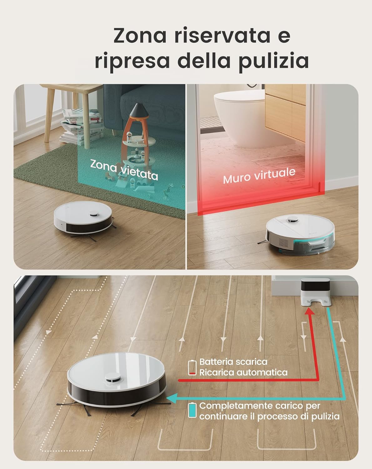 LEFANT N3 Robot Aspirapolvere Lavapavimenti con Mappatura,Sensore Laser d-ToF,4000pa,200min,Barriere Virtuali,Pulizia Dellarea Selezionata,Aspirapolvere Robot Collegato da Alexa/APP