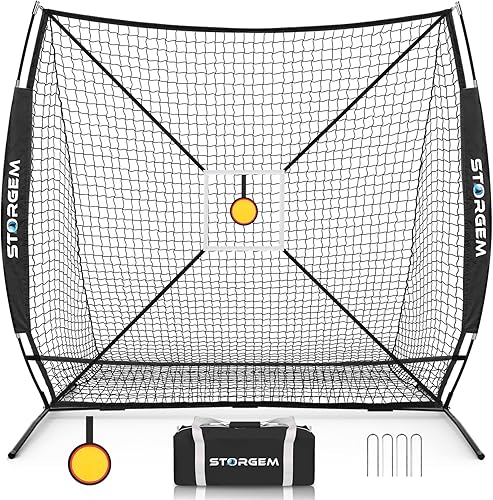 Miniatura 1 de Storgem Red de práctica de béisbol y sóftbol de 6 x 6 pies, red de béisbol portátil para batear, golpear, lanzar y lanzar, con bolsa de transporte,