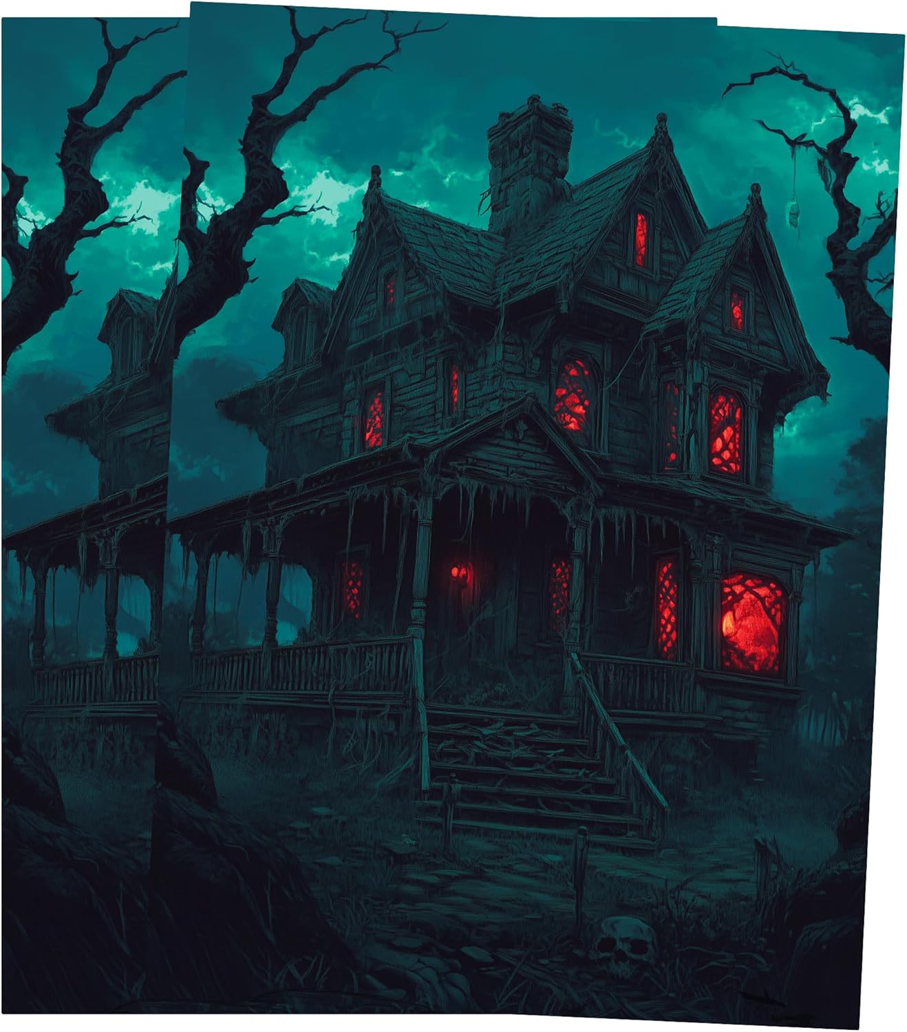 MTG Sleeves by Arcanum Industries, 103 Matte Card Sleeves for Magic The Gathering & TCG - Premium Shuffle Feel & Borderless Art with Black Interior (House of Horror)