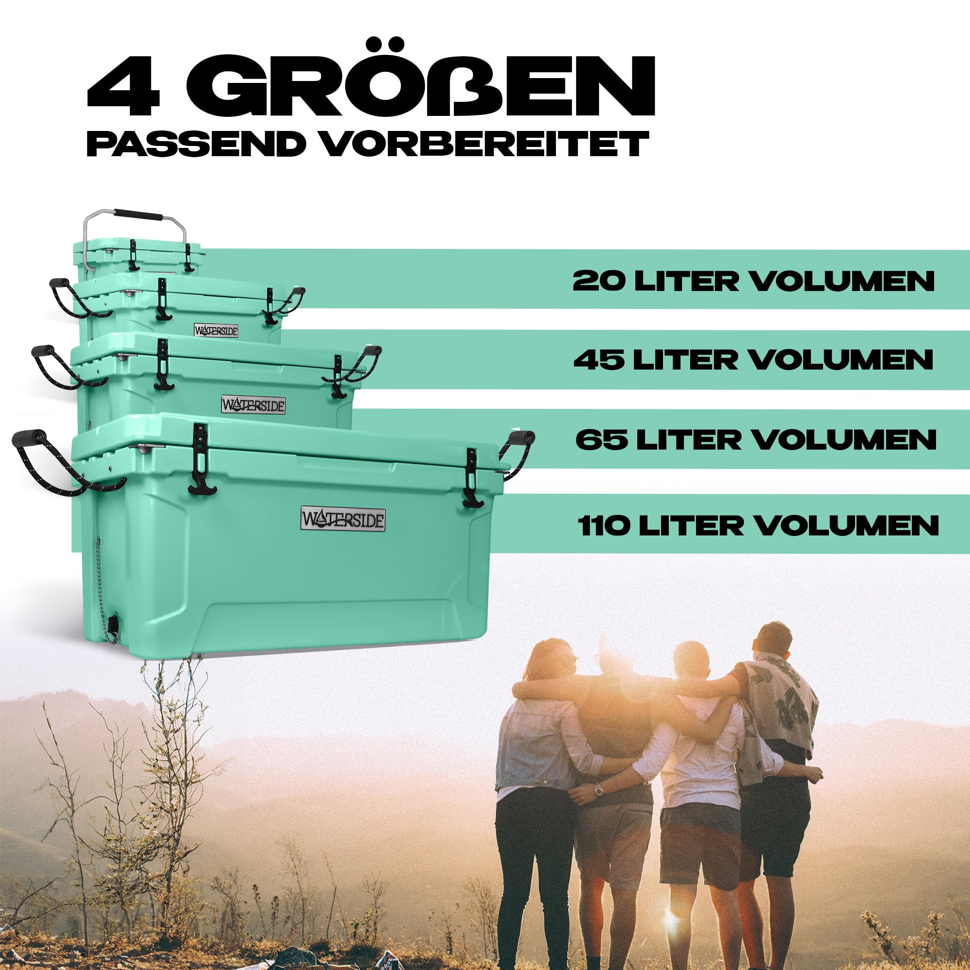 Waterside Frozen Kühlbox - Integrierte Skala, Flaschenöffner, 5 cm Wandstärke - Perfekte Kombination aus Funktionalität und Komfort