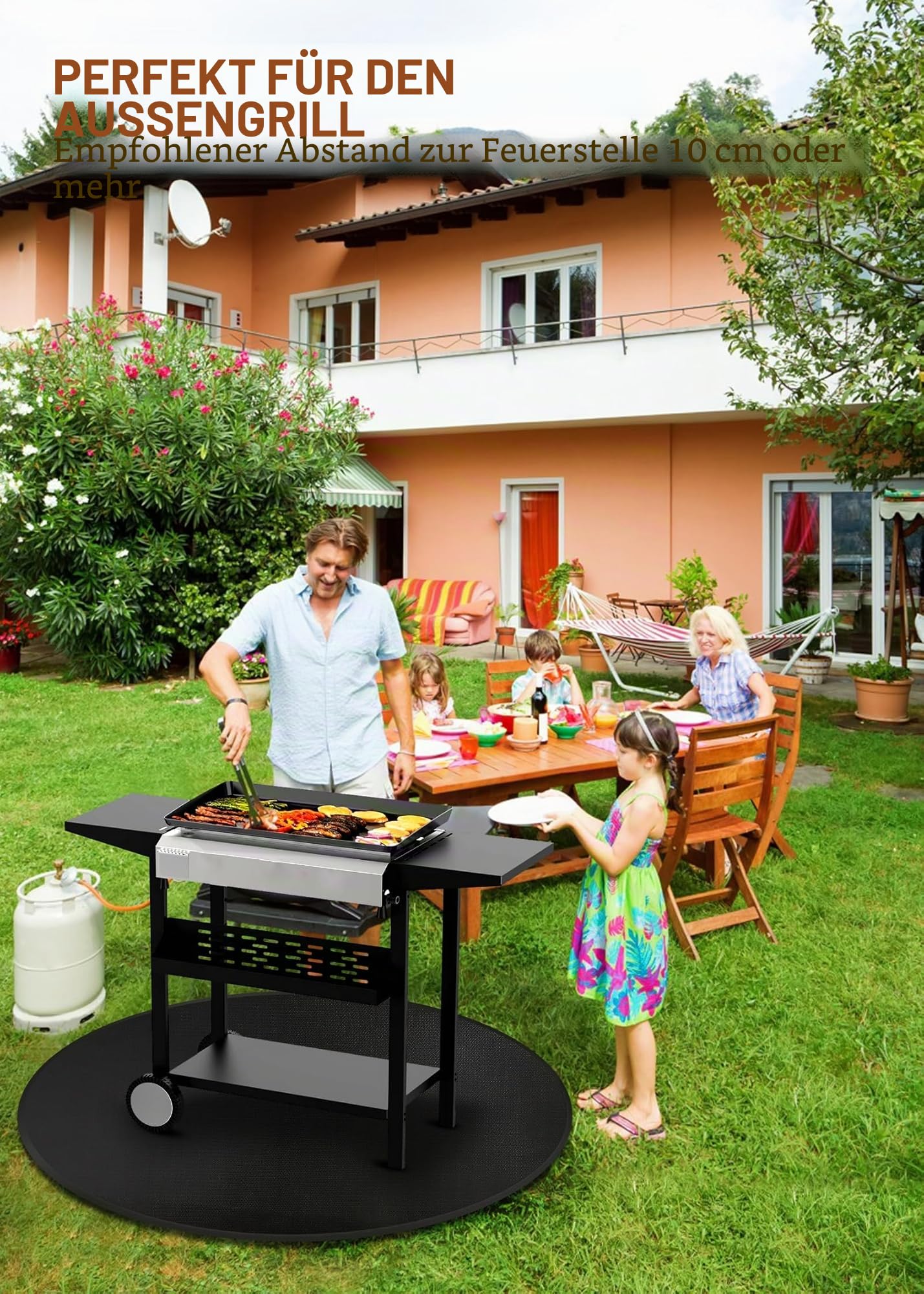 (122cm/48) Große Wiederverwendbare Feuergrubenmatte für Decking/Feuerfeste Matte/Ember Schutz/Patio und Runde Schutzmatte