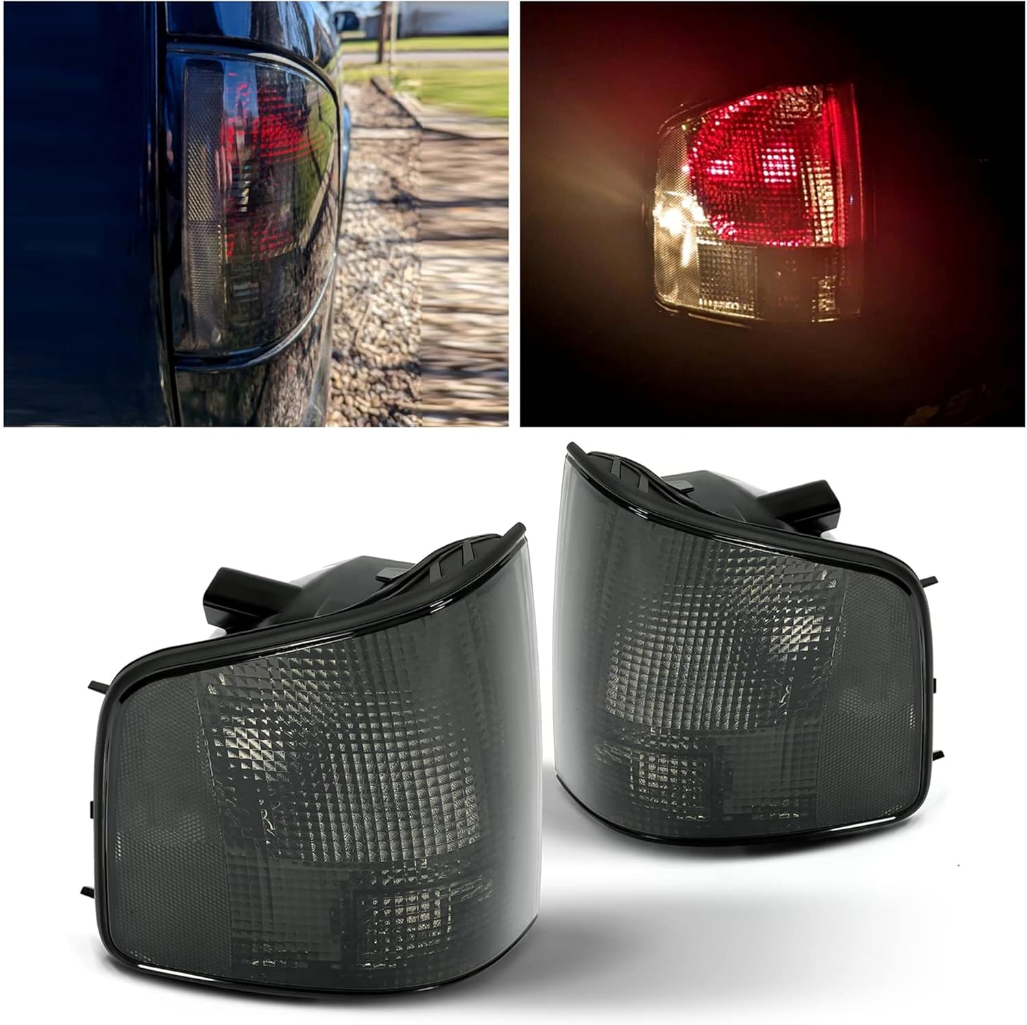HECASA Tail Lights w/o Bulbs Compatible with 1994-2004 Chevrolet S10 1996-2000 Isuzu Hombre 1994-2004 GMC Sonoma Replace for 5978196 5978195 GM2801124 GM2800124 Brake Lamps Left & Right - Smoke Lens