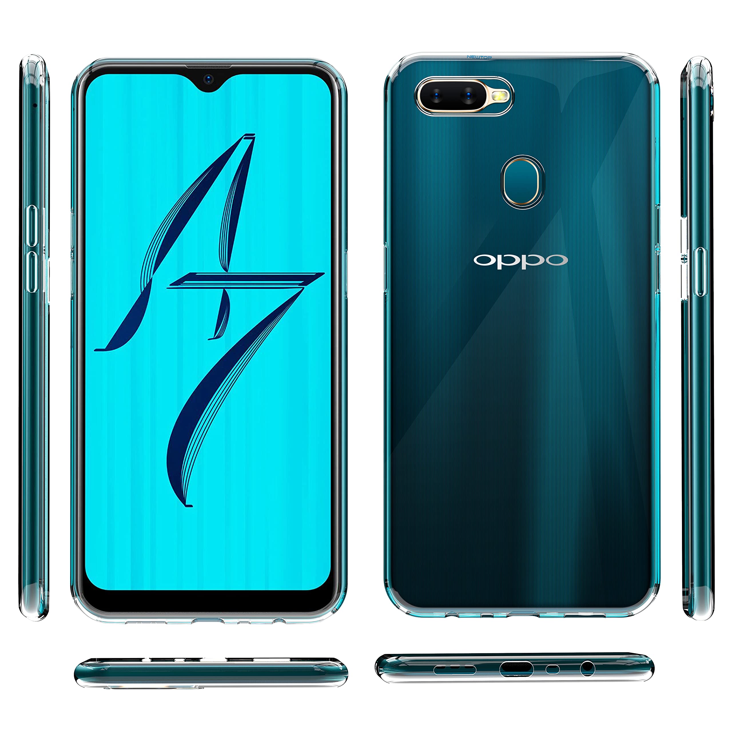 Sunrive Cover compatibile con Oppo A7 / AX7, Custodia Case in molle Trasparente silicone Morbida Flessibile Antigraffio protettiva back custodie(Q Lupo 5