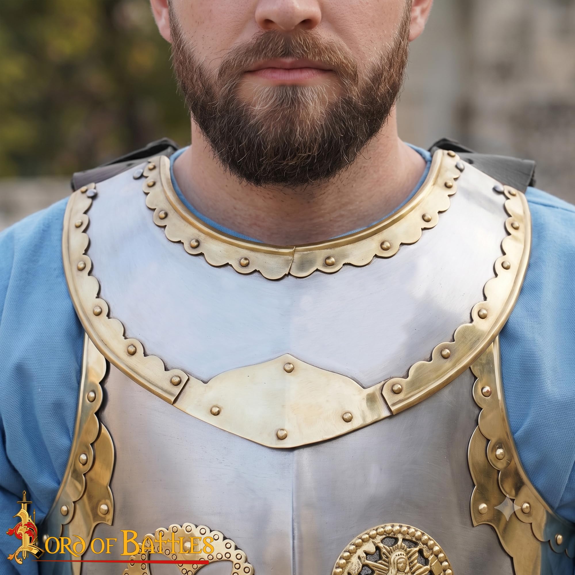 Gorget medievale in acciaio calibro 16, calibro 18, protezione funzionale per il collo, per rievocazioni storiche