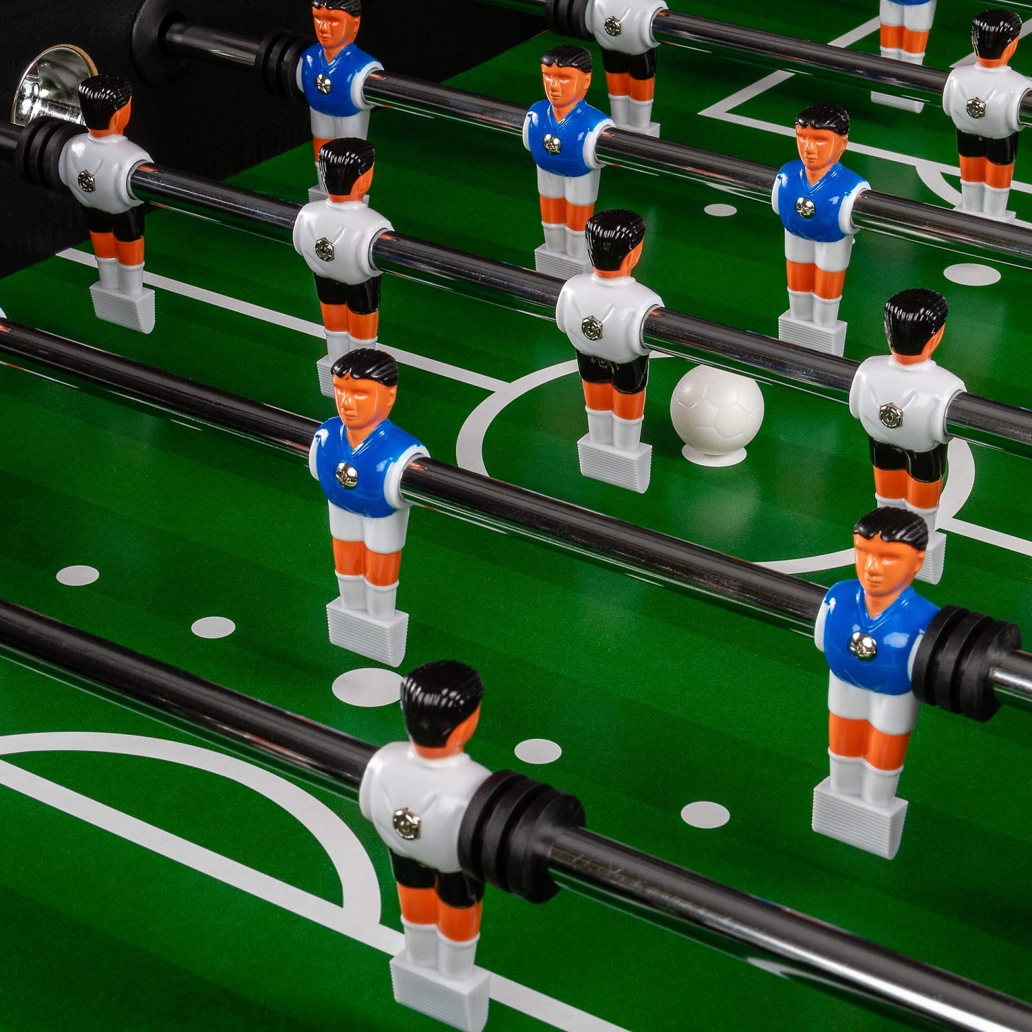 GAMES PLANET Kickertisch „Liverpool“, inkl. 2 Bälle, KLAPPBAR mit Hohlstangen, in 3 Dekoren: Schwarz/Weiß/Soccerprint, Gewicht: 60kg, Tischfussball Tischkicker Klappkicker Jugendkicker