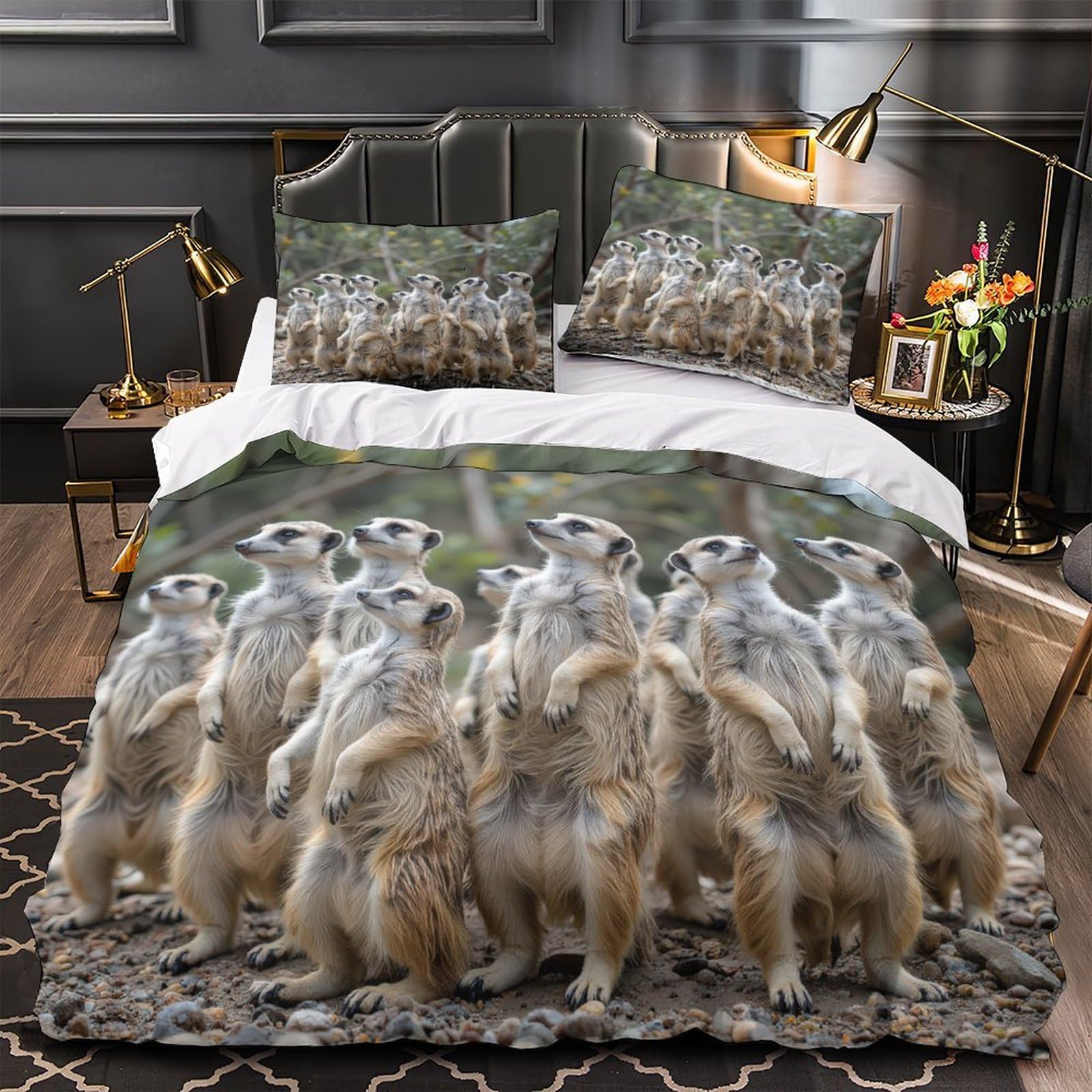 Housse de couette 135x200 suricates drap microfibre confortable