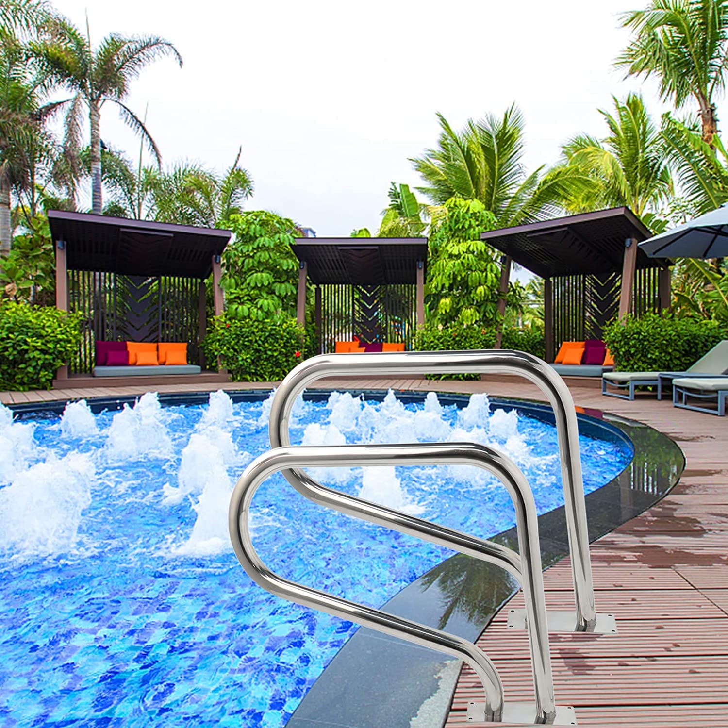 Main courante de piscine anti-brûlure avec sa housse de protection de poignée