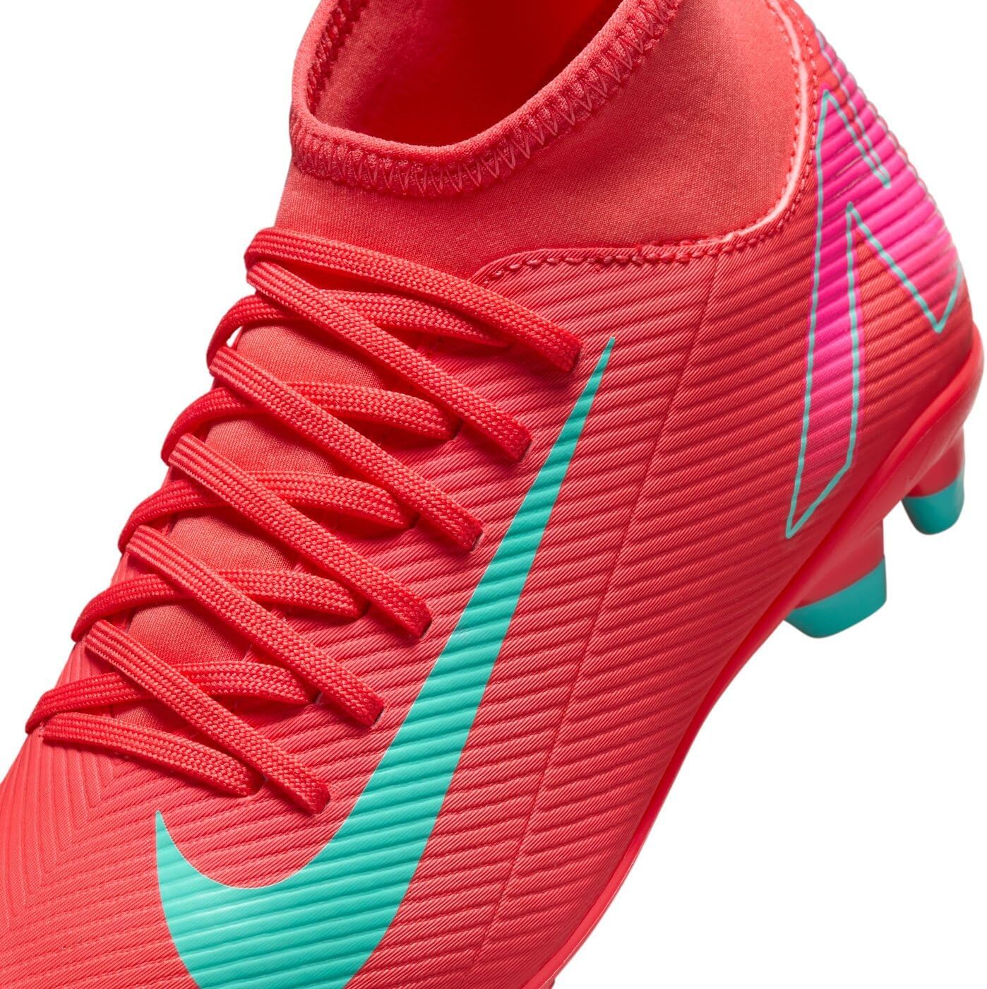 Nike Jr. Mercurial Superfly 10 Club Little/Big Kids' MG High-Top Soccer Cleats (FQ8318-800, Ember Glow/Aurora Green) Size 6