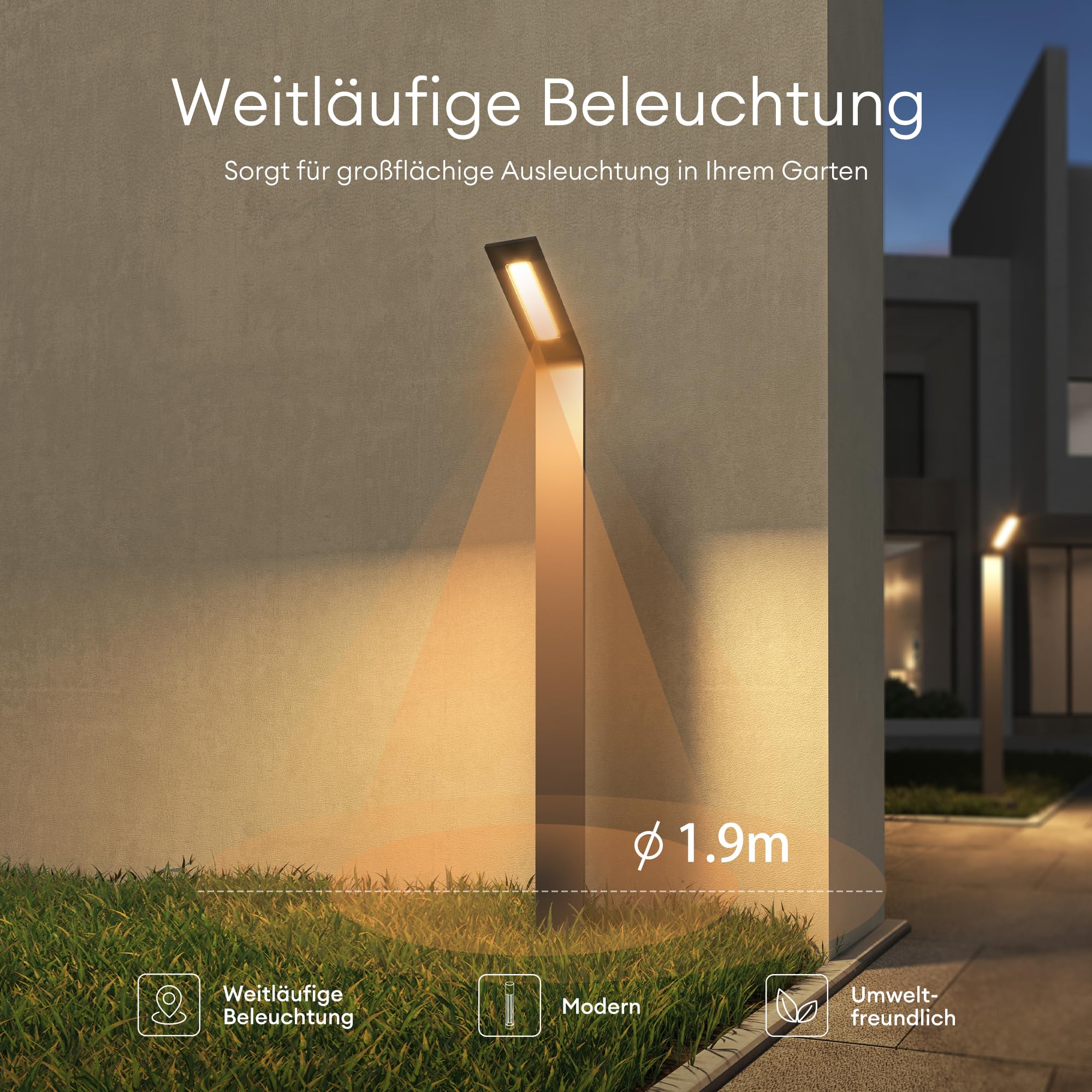 Mai & Mai Lampe sur Pied Extérieur Gris Foncé 128x98x808mm LED IP65 Jardin