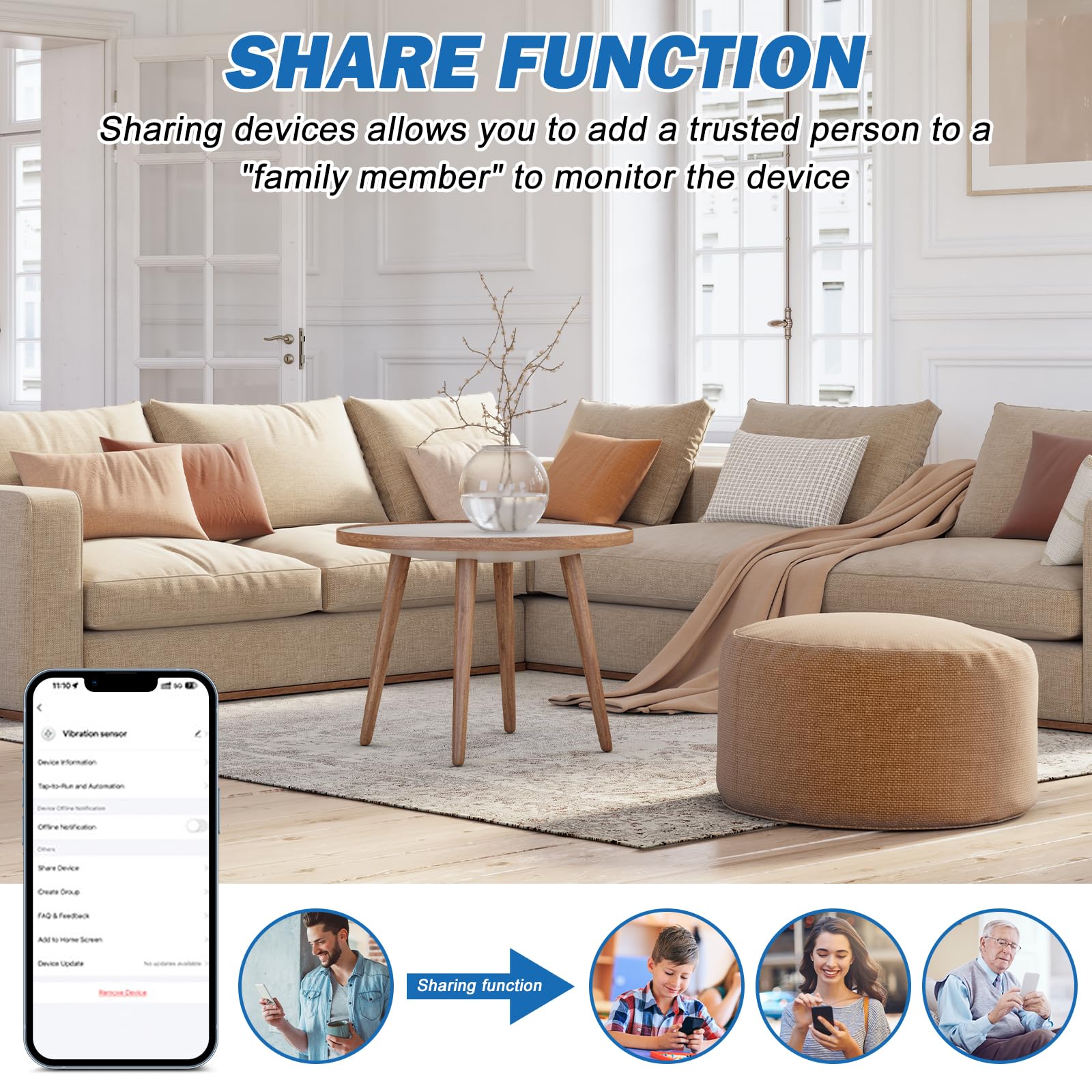 Sporgo Sensore di vibrazione intelligente: sensore di movimento intelligente Zigbee sensore di vibrazione, sensore mini cassetta delle lettere per sistema di allarme Tuya APP e Smart Home