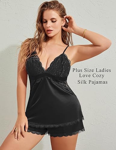 Miniatura 5 de Set de pijama Avidlove para mujer de satén y cinta de encaje pantalones cortos cami para la noche