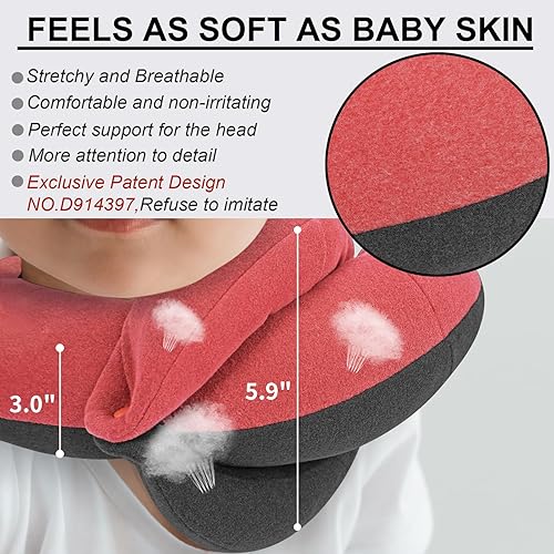 Miniatura 10 de BUYUE Almohadas de viaje para niños para avión, soporte para la cabeza de 360, esenciales para dormir para niños de vuelo largo, almohada de cuello