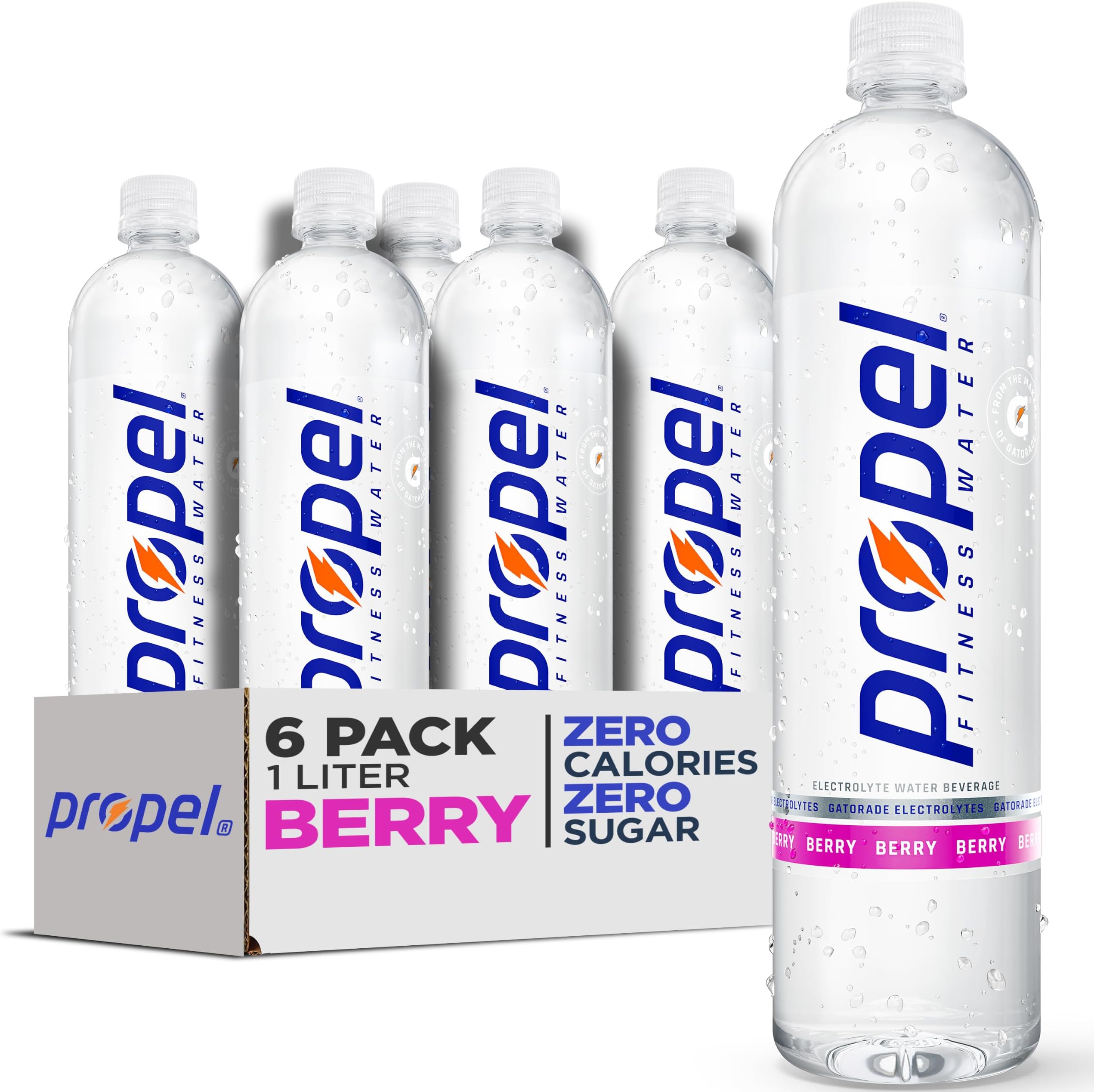 Propel Electrolyte Water, Berry, 1 Liter Bottles, (6 Pack)