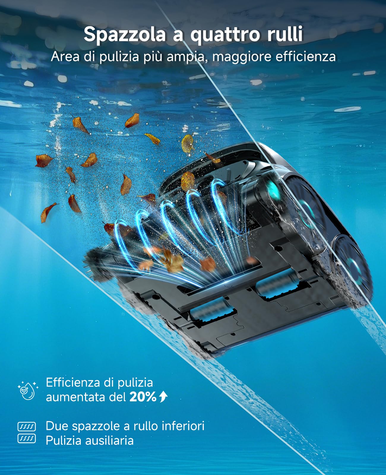 WYBOT OS600 Robot Piscina Limpiafondos, Inalámbrico, 120 Min Autonomía, Limpia Fondo Y Paredes, Navegación Inteligente, para Piscinas Enterradas Y sobre Suelo,Negro Verdoso