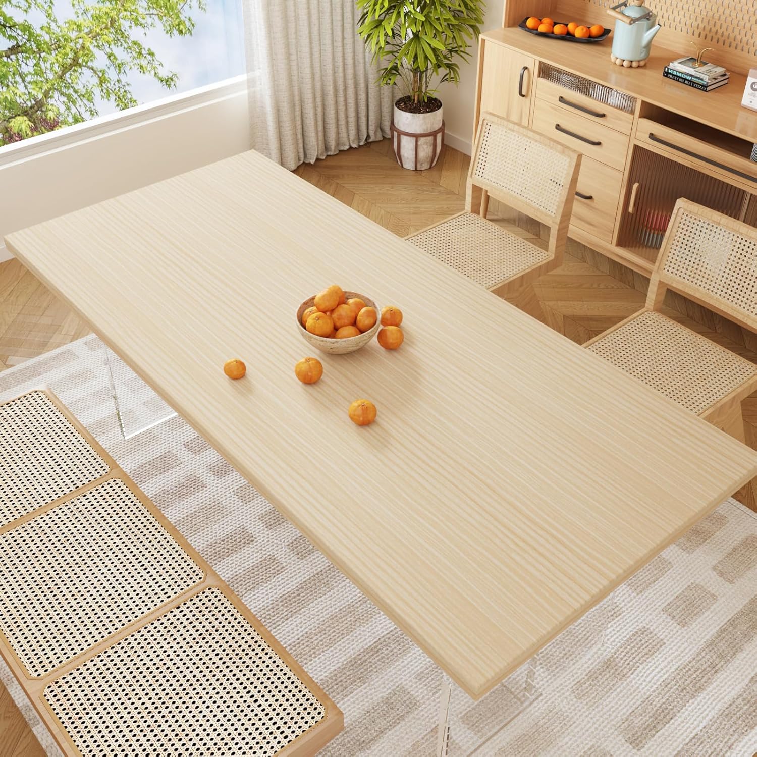 CRE8TIVE Thick Rustic Wood Wallpaper Peel and Stick Waterproof Cream Yellow Wood Grain Contact Paper for Cabinets Countertops Desk 12"x80" Self Adhesive Removable Beige Wall Paper for Kitchen Bathroom