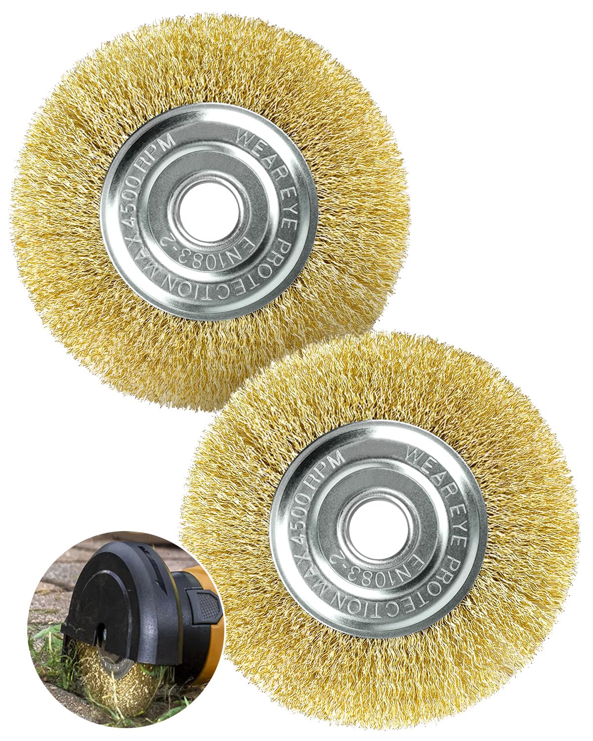 RAC814 Replacement Wire Brush for Ryobi Patio Cleaner, 115mm Wire Wheel Brush for RY18PCA-0, OPC1800, OPC1815, EFB 400/401, Durable Metal Brush for Patio, Block Paving & Joint Weed Cleaning (2)
