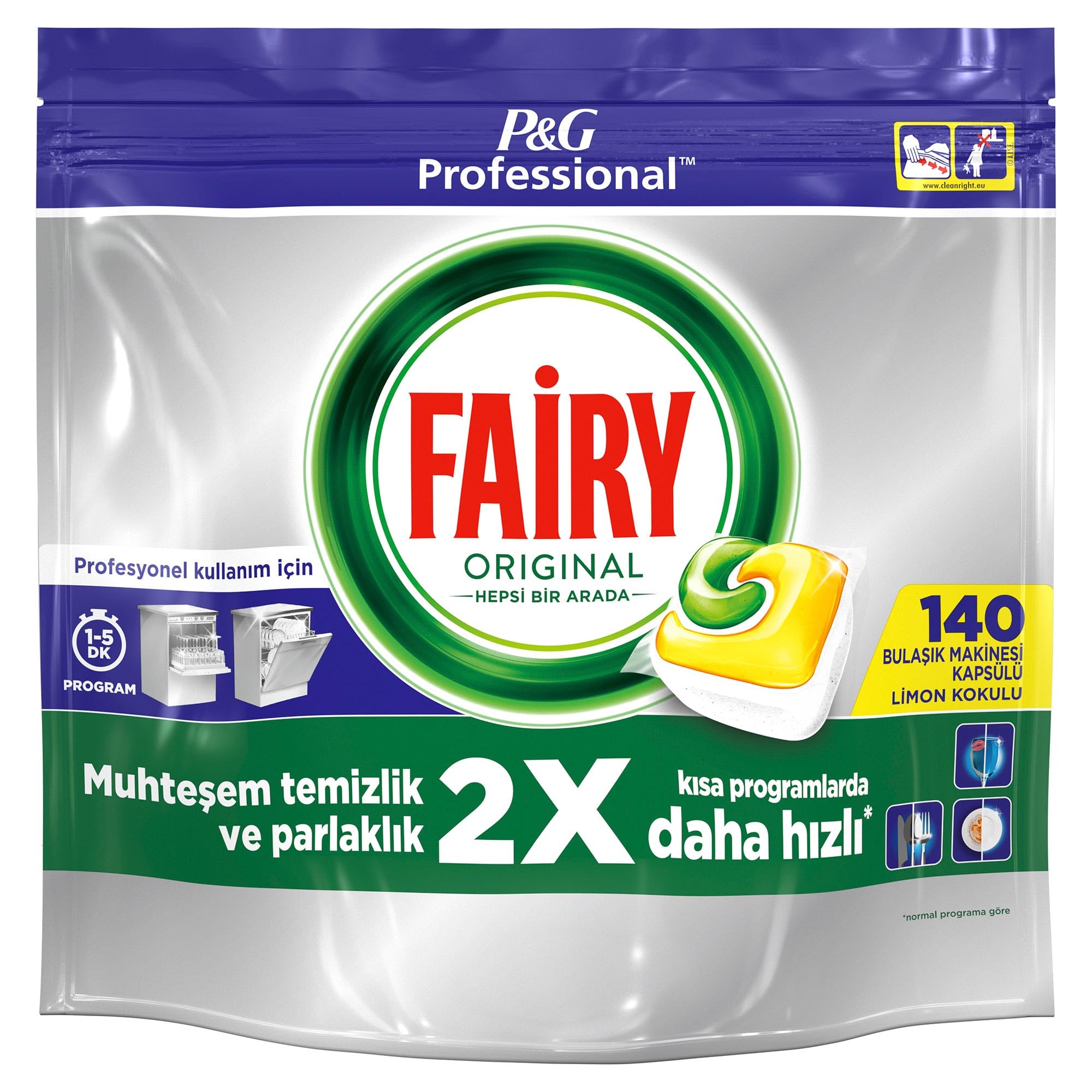 Fairy Proffesional Hepsi Bir Arada Bulaşık Makinesi Deterjanı Limon Kokulu Kapsül 140 Yıkama