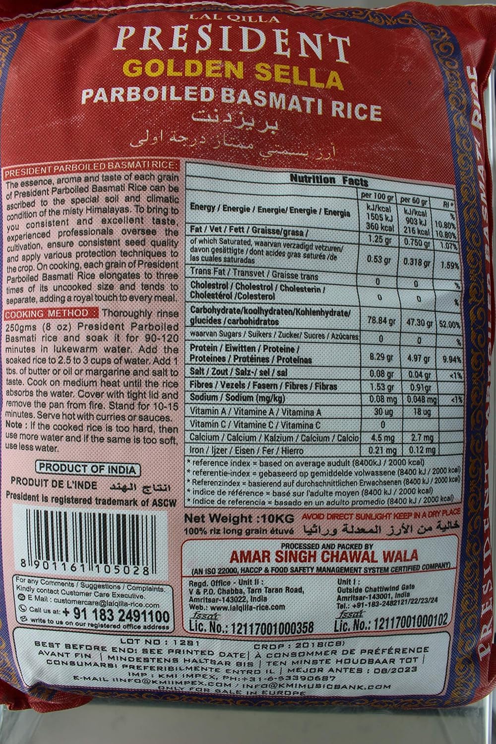 President Sela Reis 10 kg – 100% Parboiled Basmati Reis aus Indien – Aromatisch & Langanhaltend – Ideal für lockere, duftende Gerichte