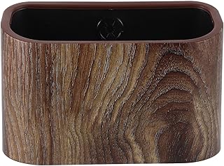 CHILDWEET Mini Wall-Mounted Desktop Trash Can No Lid Plastic Small Wastebasket Space-Saving for Home Office Study Room with Wood Grain Finish