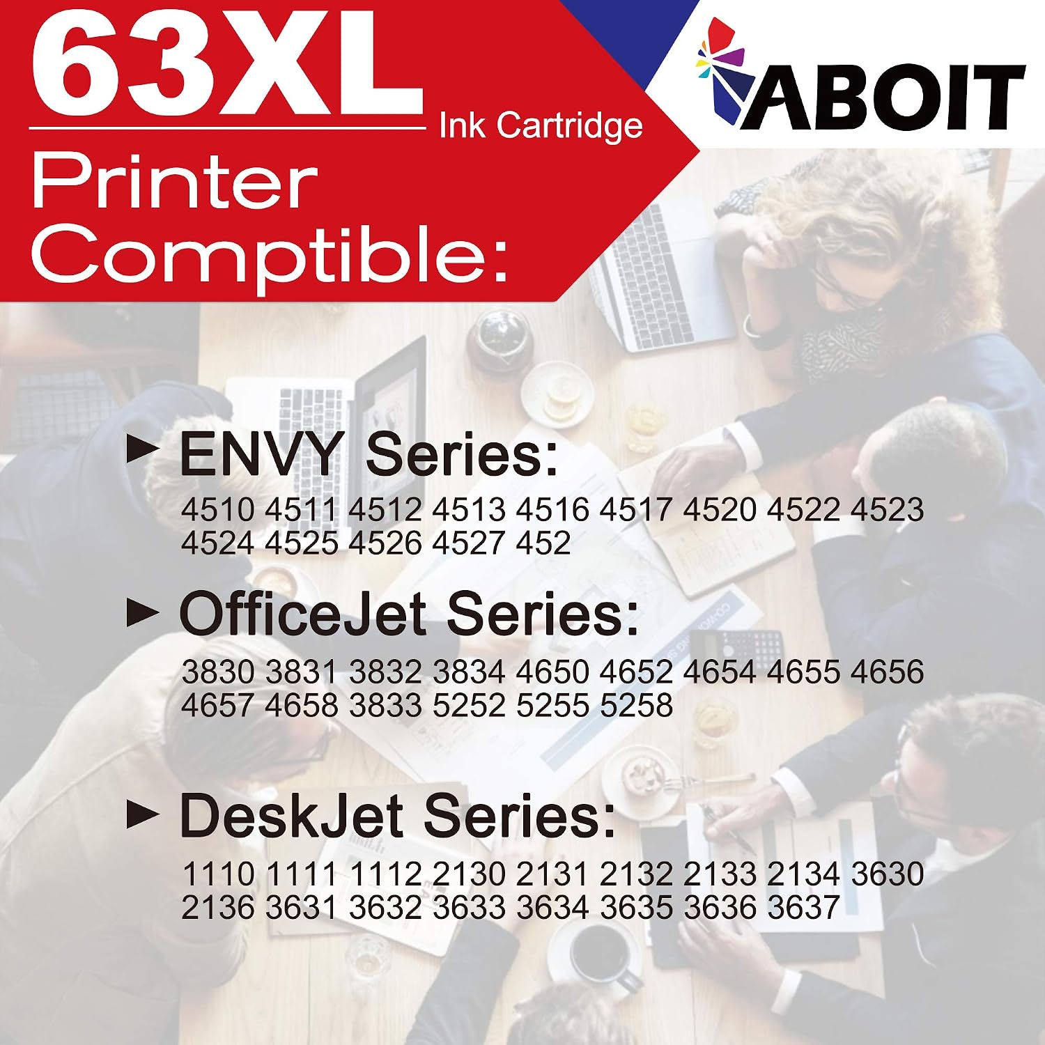 ABOIT Remaunfactured Ink Cartridge Replacement for HP 63 63 XL 63XL Ink to use with HP OfficeJet 3830 Envy 4520 4512 Officejet 4650 5255 Deskjet 1112 3634 3632 Printer (1 Black, 1 Tri-Color,2 Pack)