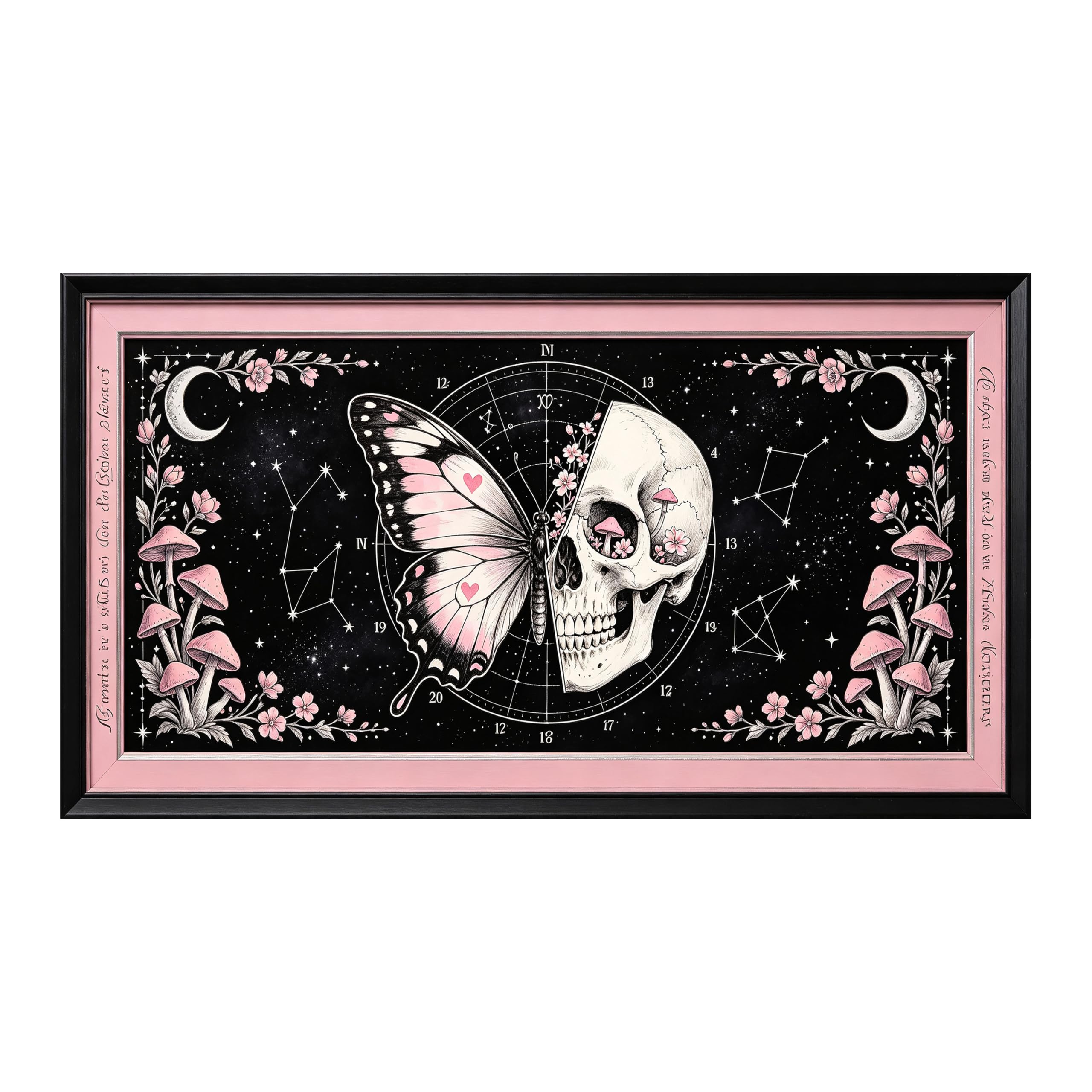 Yzpallescene Art260711203 3D Framed Wall Art Gothic Celestial Skull Butterfly Botanical Large Size Selfadhesive Removable Wall Decor Prints Artwork For Living Room Bedroom Office