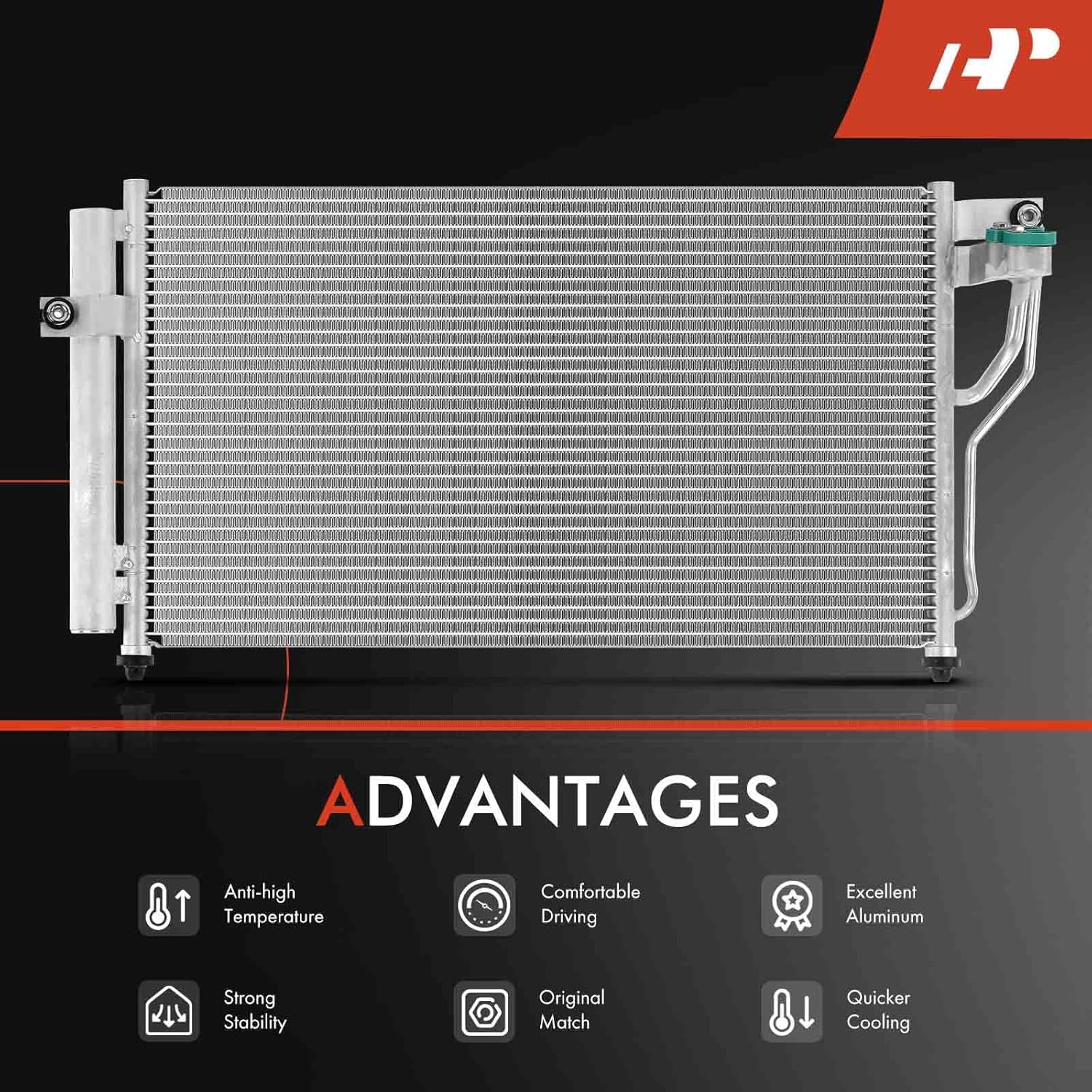 A-Premium Air Conditioning A/C Condenser Compatible with Hyundai Accent 2006-2011 L4 1.6L, Replace# 97606-1E000