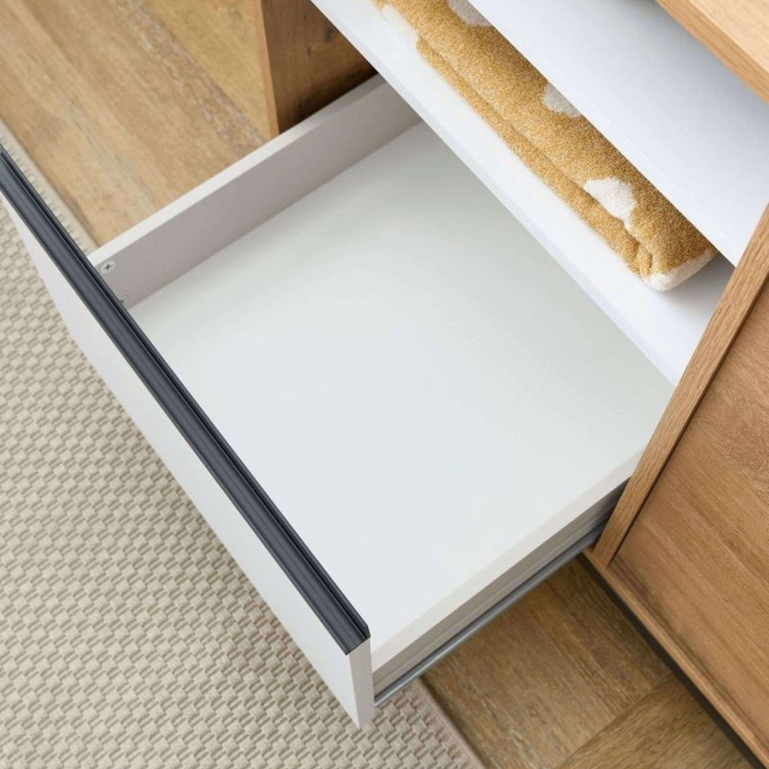 Miroytengo Mueble de Baño 100 cm Támesis con Patas Roble Gold y Blanco Mate (con Lavabo Cerámico)