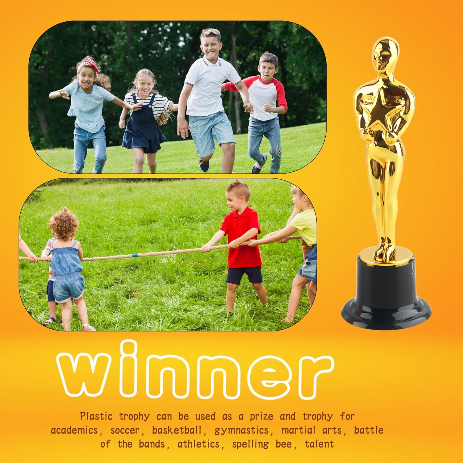 30 Pcs 6 Inch Gold Star Award Trophies Plastic Trophies Award Statues for Classroom Rewards Appreciation Gift Award Ceremony Supplies