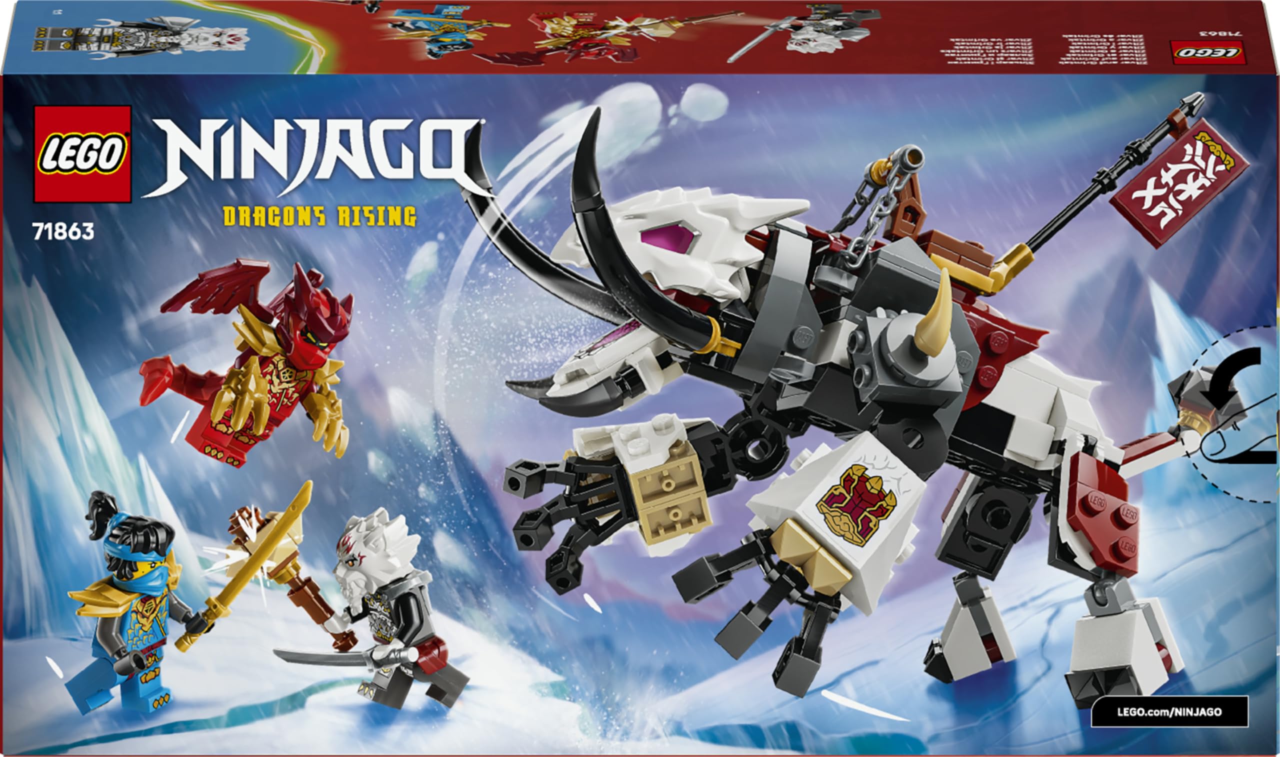 LEGO Ninjago Zilvar et Grimtak la Bête Draconique - Jouet Ninja avec Figurine & 3 Minifigurines Dont Kai & NYA - Cadeau d'anniversaire pour Garçon dès 7 Ans ou Fan du Soulèvement des Dragons 71863