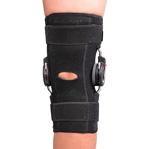 Miniatura 4 de Rally ROM Rodillera con bisagras, soporte de rodilla de compresión ajustable con bisagras ROM extraíbles y control de flexibilidad de bloqueo de
