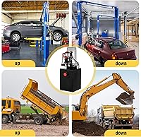 Vista 5 de Litake Unidad de potencia hidráulica de doble efecto 12 V 8.5 cuartos de galón de elevación de coche Unidad de potencia de bomba hidráulica, bombas