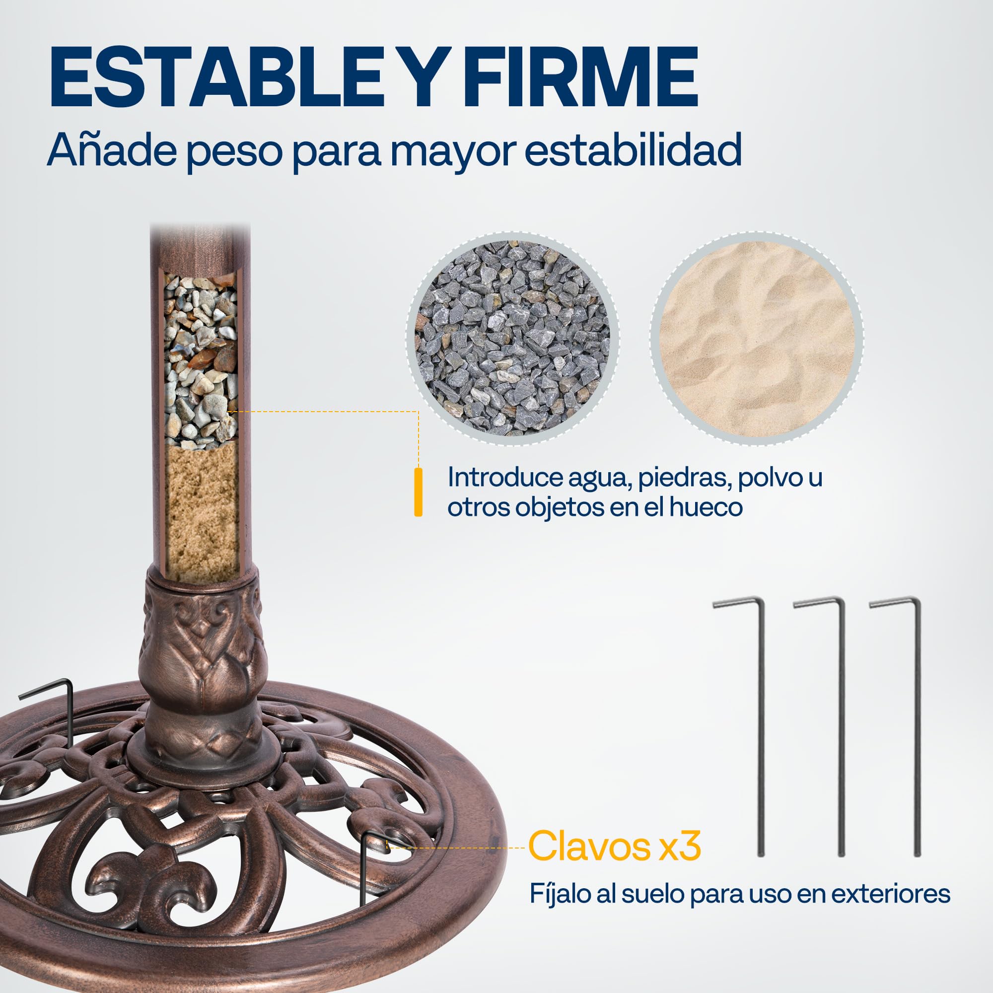 VIVOHOME Bebedero-Comedero para Pájaros para Jardín 71 cm de Altura con Fuente Solar Gran Bol de Agua en Resina de Pie Estilo Tradicional - 5