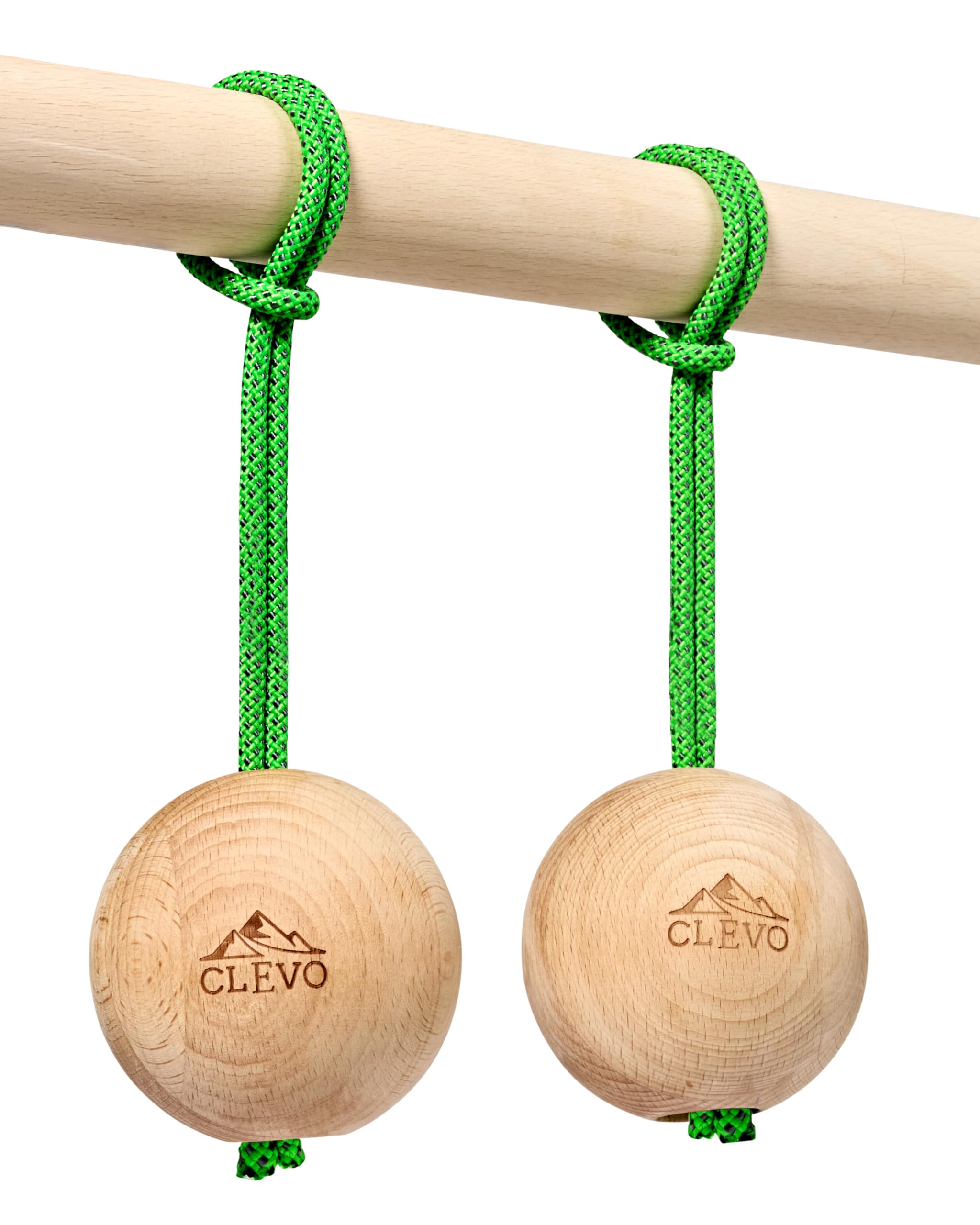 CLEVO - Hangball Kletterkugeln für Griffkraft Training – Boulder Zubehör & Trainingsgerät – Kugeln aus Holz für Fingerkraft – Griffbälle & Klettergriffe für Ninja Warrior & Klimmzüge
