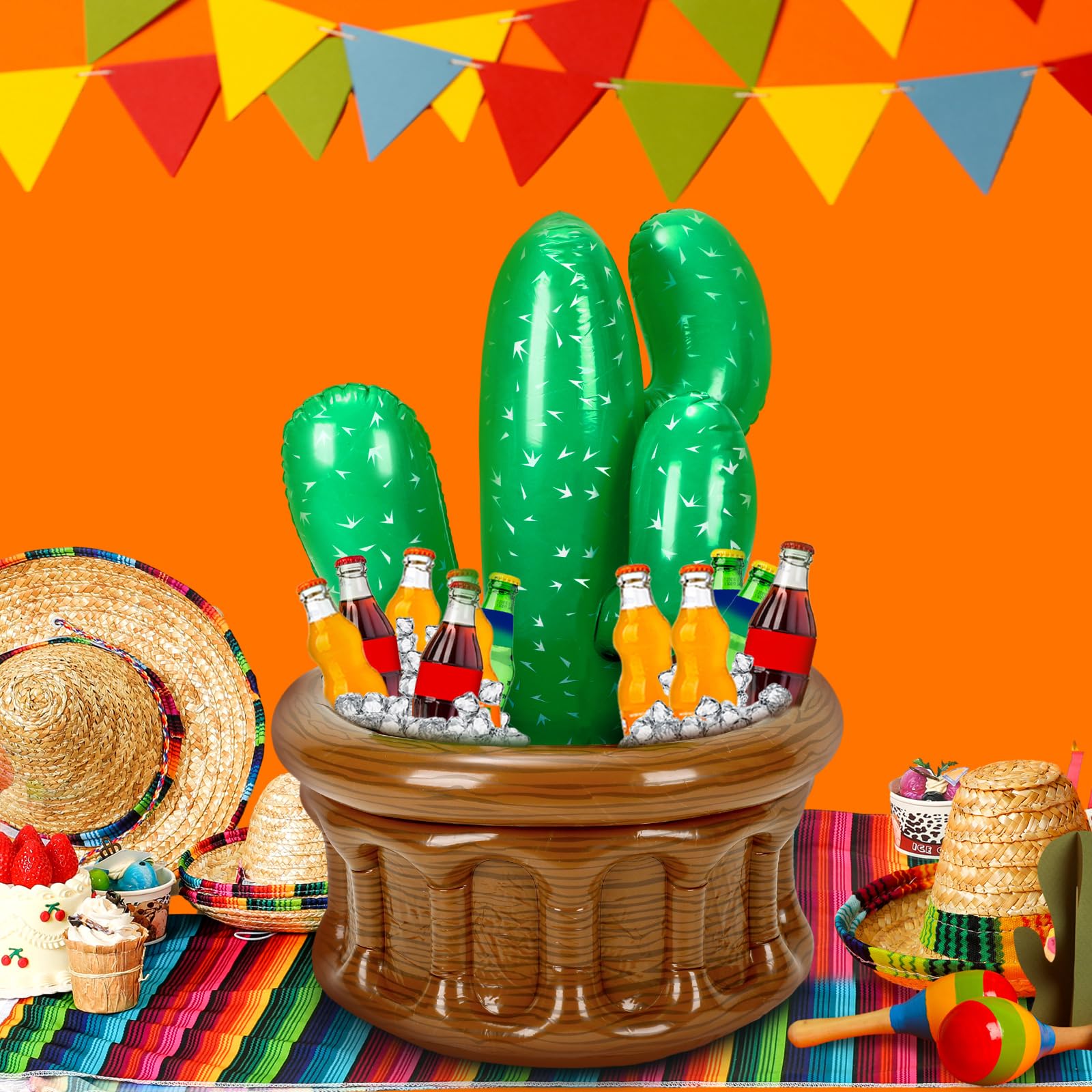 Hiboom 3 Pack Inflatable Cactus 18'' Cactus Prop Decor for Mexicano Fiesta Theme Party Decorations Desert Western Cowboy Theme Party Cinco De Mayo Summer Hawaiian Pool Supplies Beach Backdrop Favor