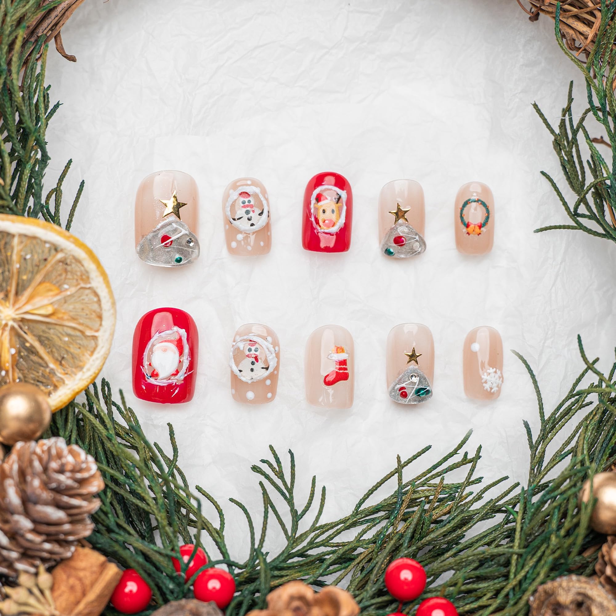 Sun&Beam Nails Handmade Press-on Long Coffin Ballerina Red White Black Silver Glam Halloween Ombre Design Fashion False Nail Tips 10 Pcs Set (#189 M) — view 57