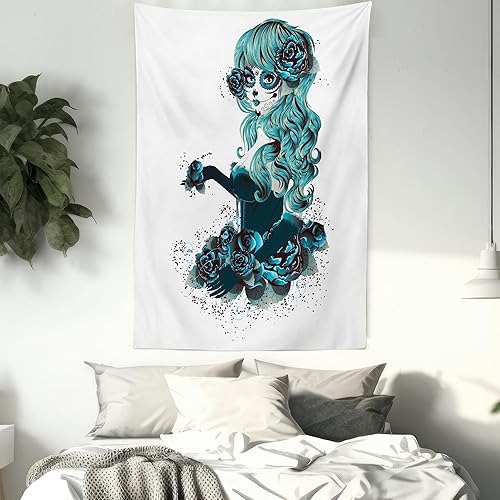 Miniatura 211 de Ambesonne Tapiz gótico, patio con hiedra encantada en la puerta antigua al bosque, colgante de pared ancho para dormitorio, sala de estar, 2-Verde