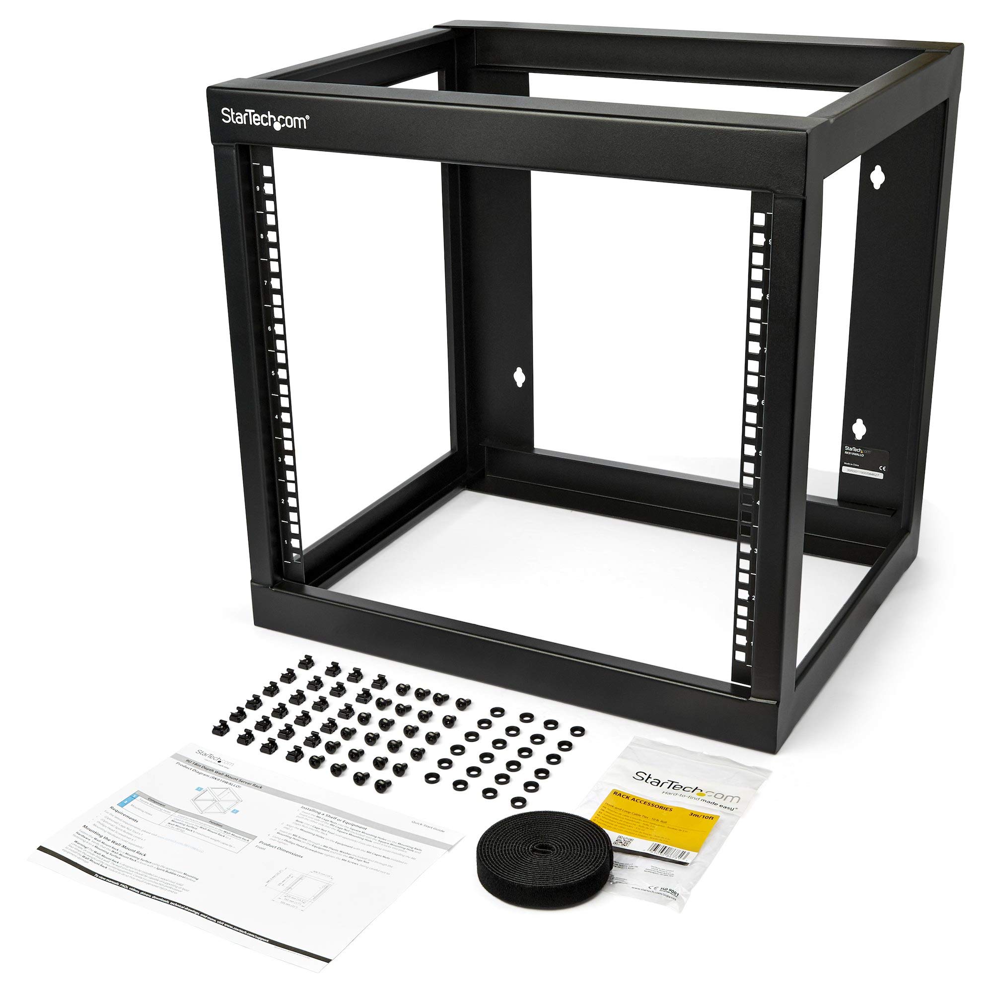 StarTech.com Armadio Rack a Muro 9U 19" - Server Rack a Telaio Aperto a 2 Montanti con Profondità di Montaggio di 45,7cm, Armadio di rete per Apparecchiature Informatiche/AV/Switch (RK919WALLO)