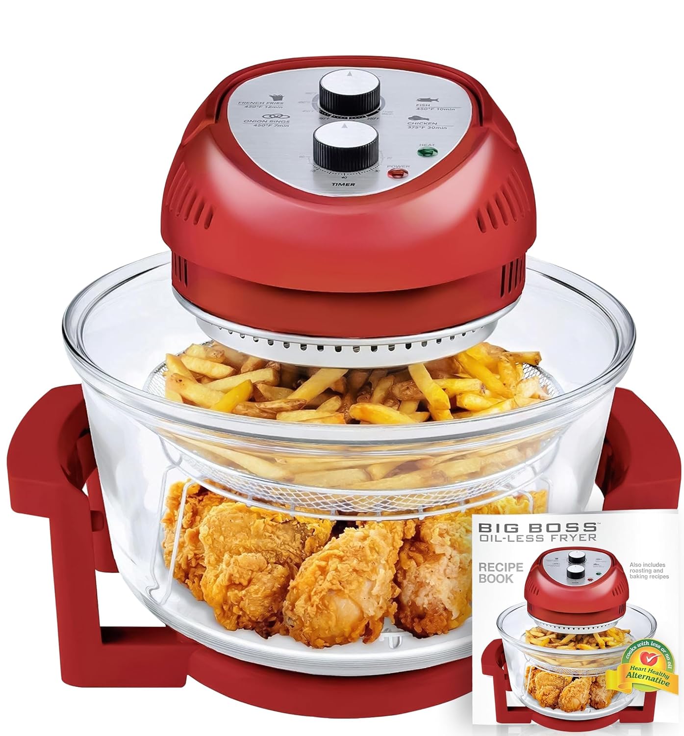 Buy Big Boss Oilless Air Fryer, 16 Quart, 1300 watt, Red Online at Low
