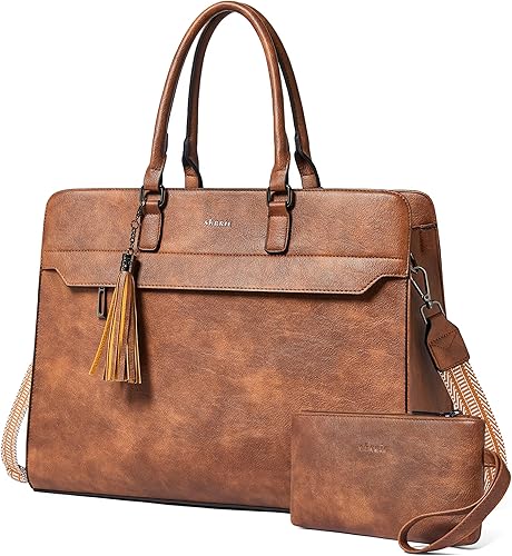 Shrrie Bolsa para laptop de 17 pulgadas para mujer, bolsa de trabajo resistente al agua, maletín con bolso