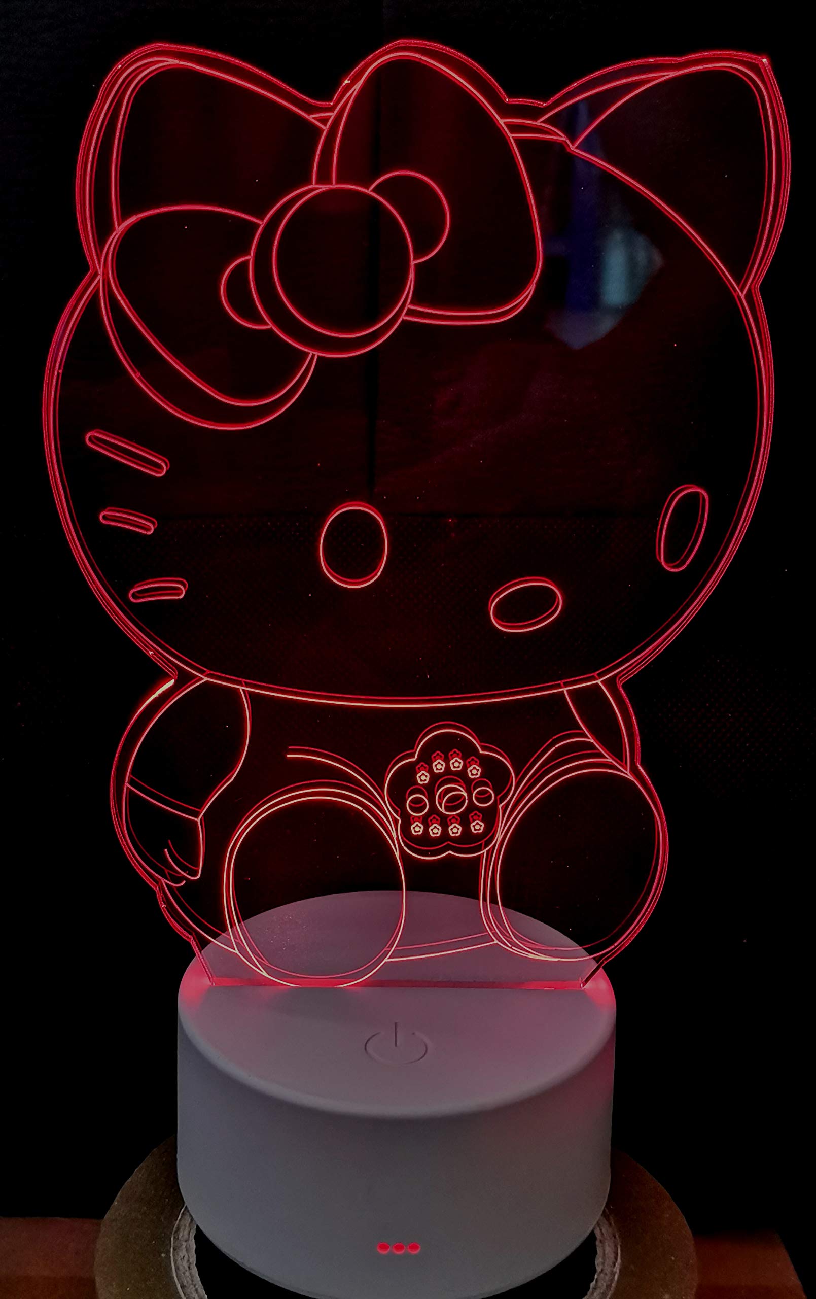 althiqahkey 3D Illusion Night Lights COMIC CARTOON ANIME كارتون كوميديNight Lamp USB Touch and Remote Control 16 Color Changing Decor Night Light Gifts (HELLO KITTY A)