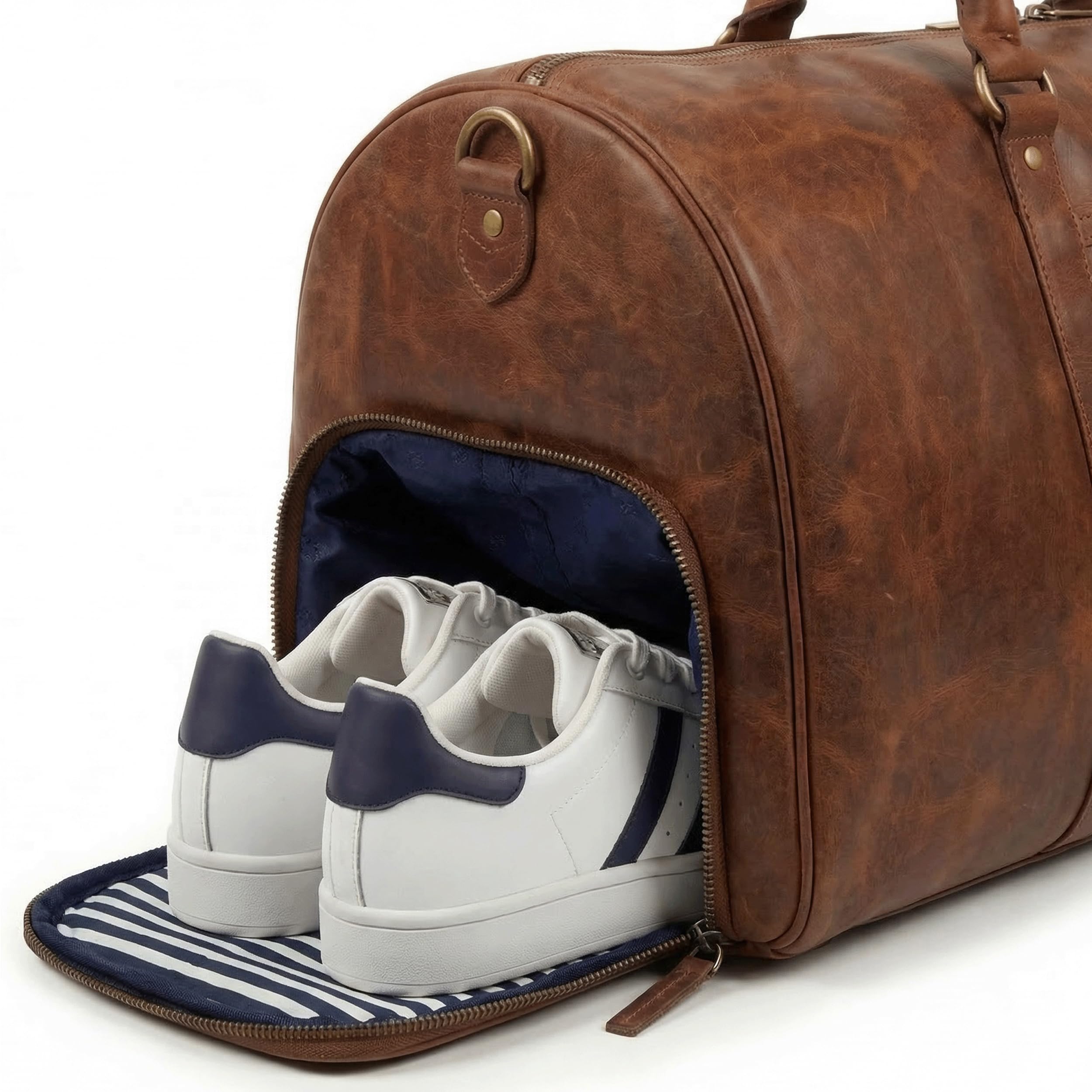 SID & VAIN große Reisetasche echt Leder - Sporttasche Skyler groß - Weekender Handgepäck mit Schultergurt - Ledertasche Herren und Damen braun handgefertigt