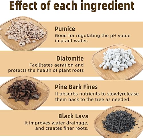 Miniatura 4 de Mezcla de suelo para bonsái de 10 cuartos de galón, lava, piedra pómez, corteza de pino y roca calcinada, mezcla orgánica natural para plantas en