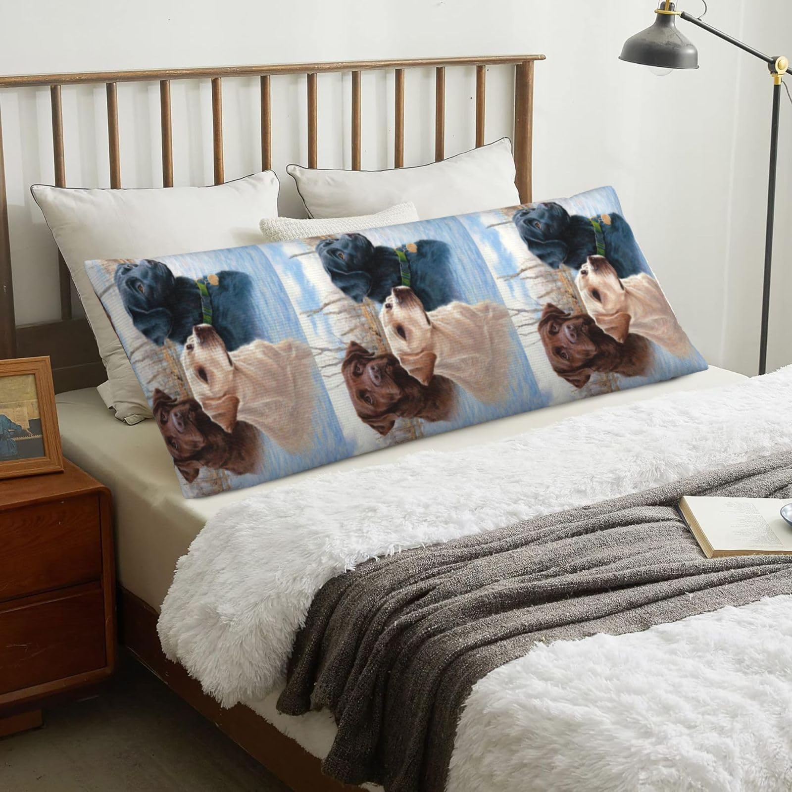 Labrador Retriever Dog Puppy Art, Body Pillow Cover with Zipper,Long Body Pillowcase 20 x 60 in