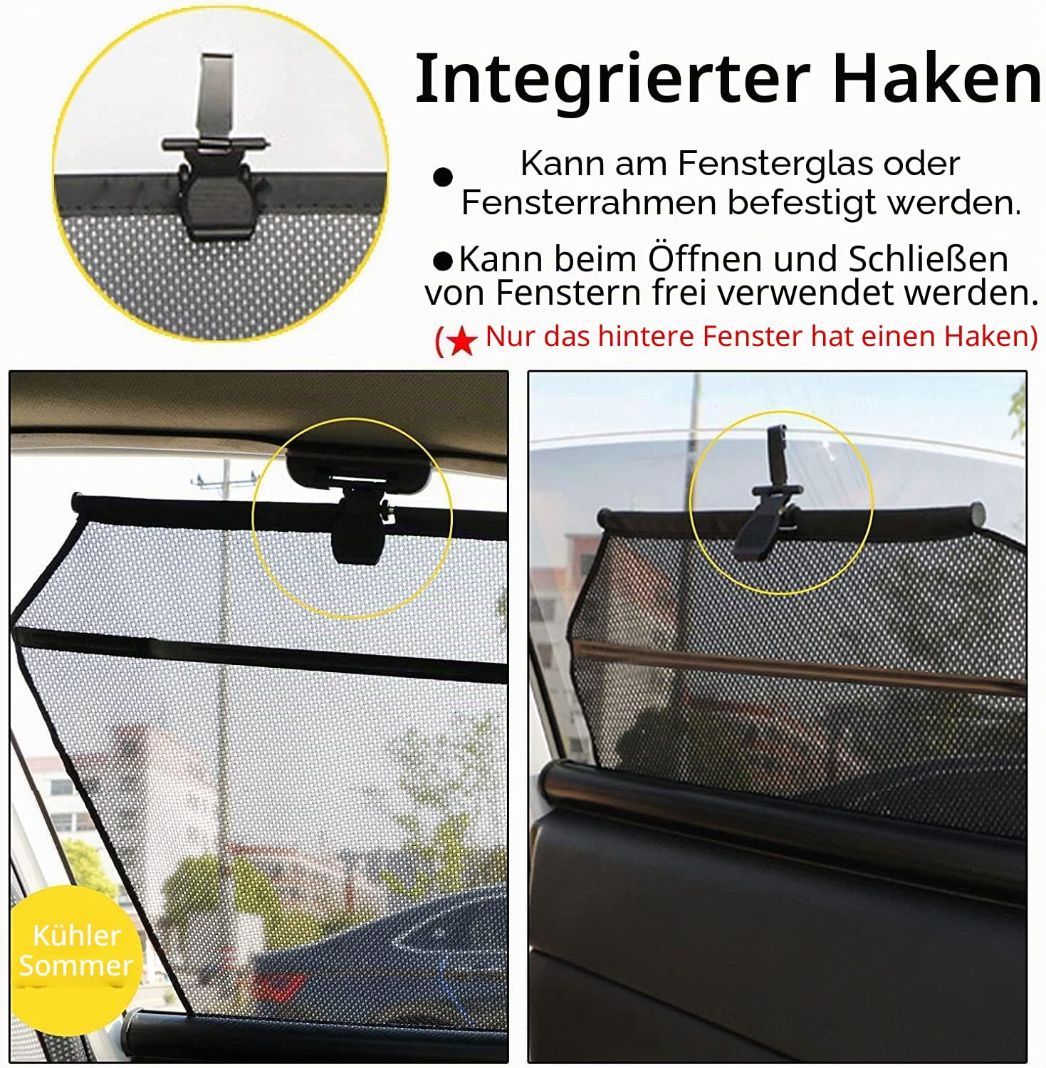 Kwak's Auto Sonnenschutz für Seitenfenster 2-Pack Faltbare Rolle Einziehbarer Sonnenschutz Blocks Sonnenblendung und Hitzeschutz Anti-UV-Strahlen Jalousien für Privatsphäre Blackout (Frontfenster)