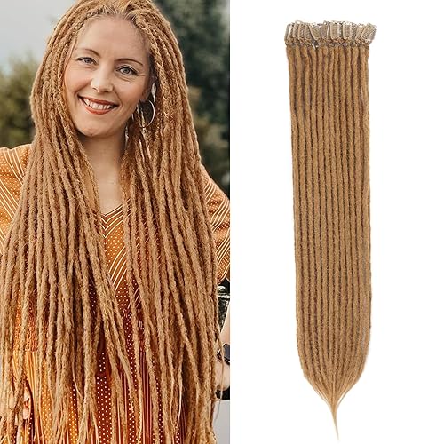 Miniatura 8 de Kyriena Extensiones de rastas sintéticas con clip de 24 pulgadas, 4 extensiones de cabello trenzado de ganchillo de 0.2 in, extensiones de cabello