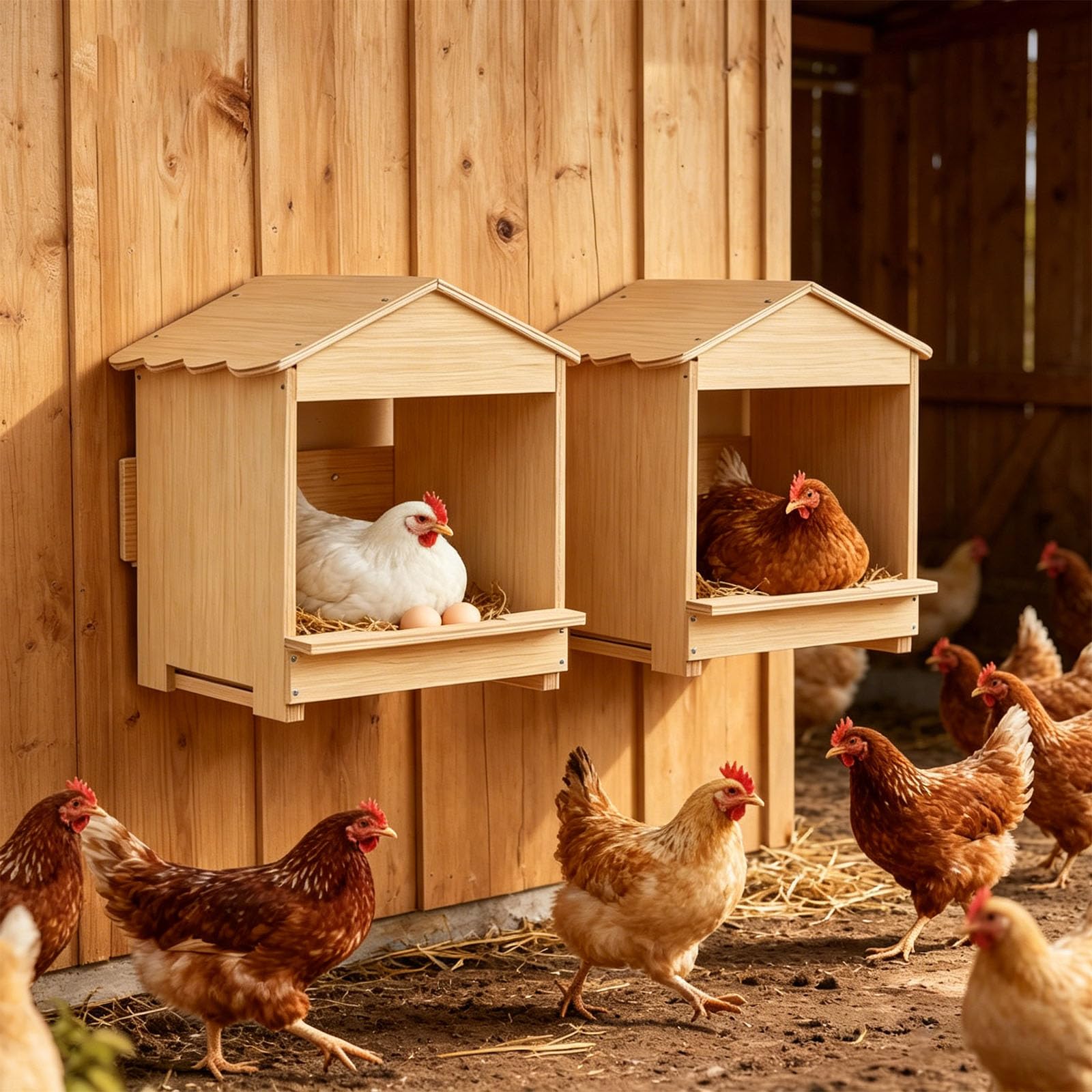 Práctico nido colgante para pájaros con parte superior inclinada y plataforma para espacios limpios y secos, caja de pollos